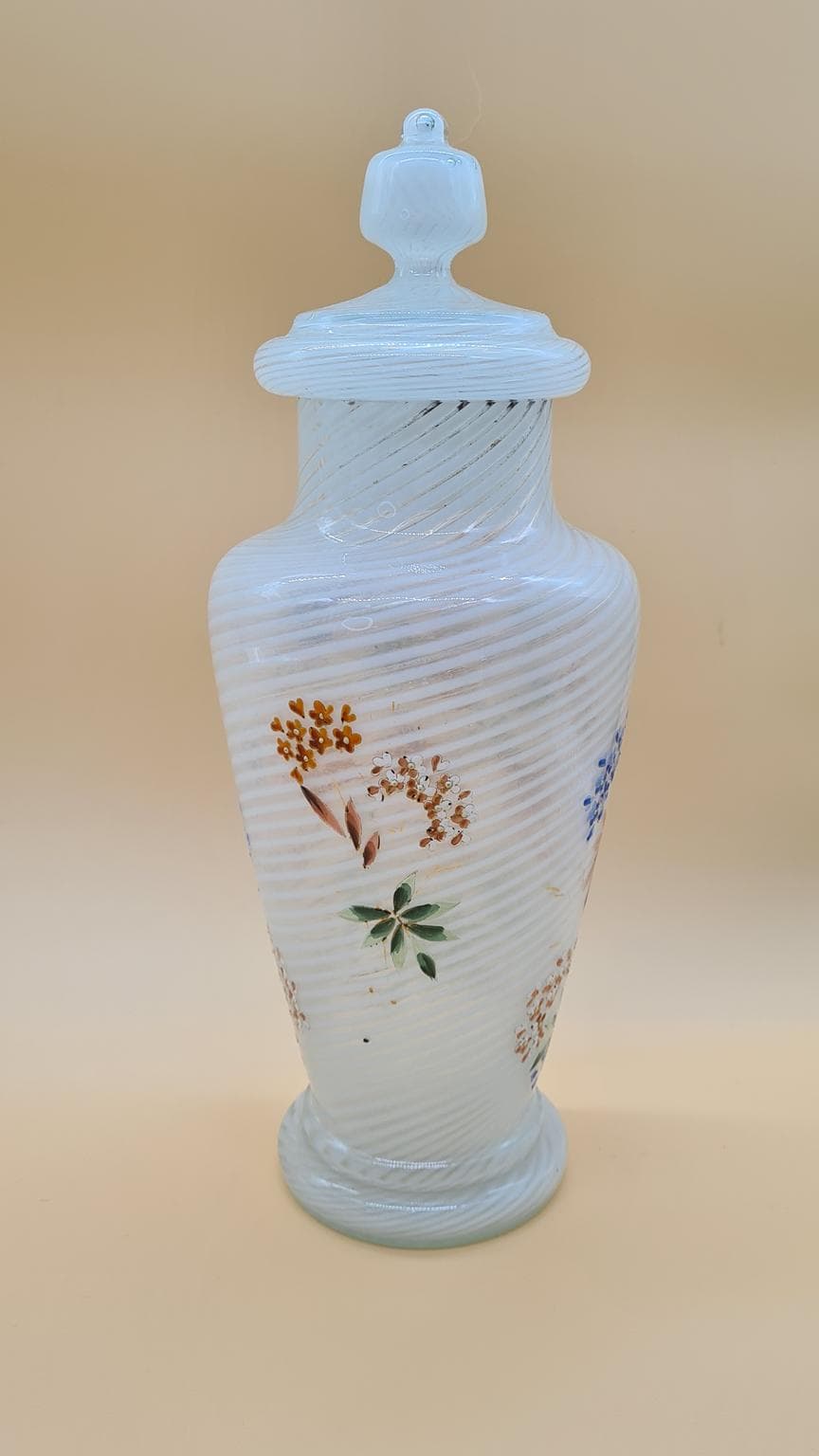 Waza Murano, reticello, szkło białe, Włochy, lata 60. - 158162