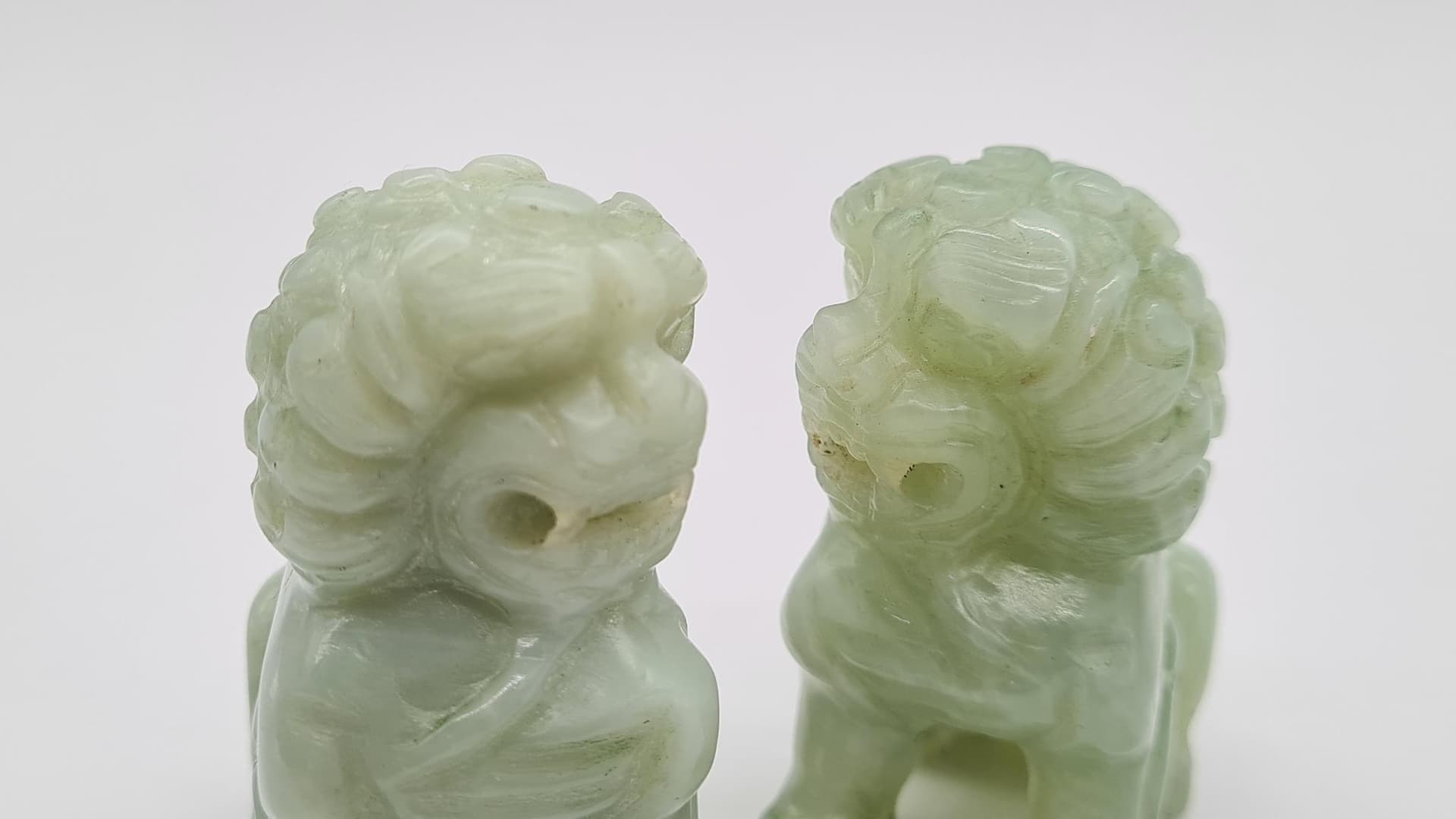 Para figurek Foo Dog, zielony, jadeit, Chiny, XIX w. - 158193