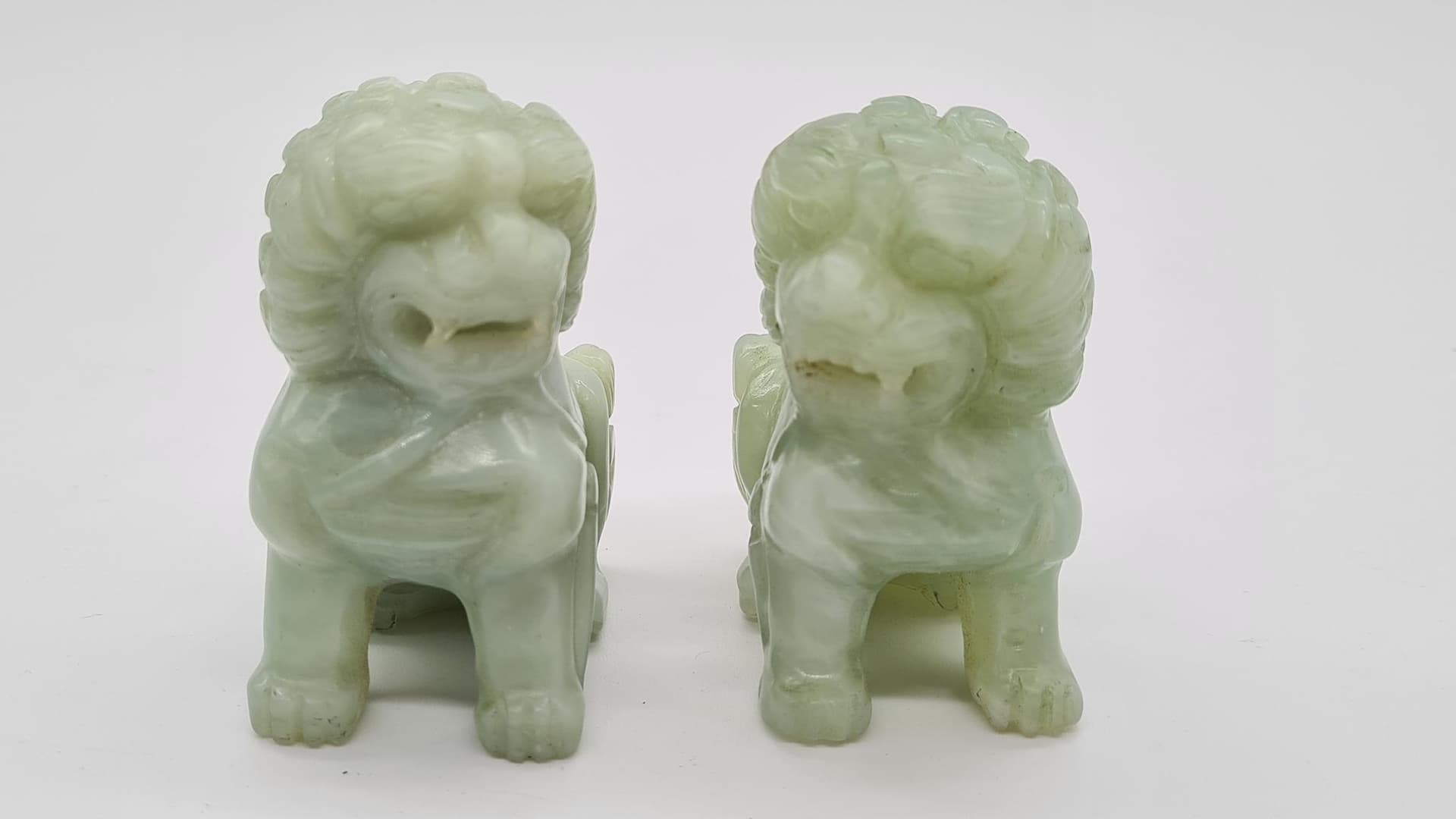 Para figurek Foo Dog, zielony, jadeit, Chiny, XIX w. - 158192