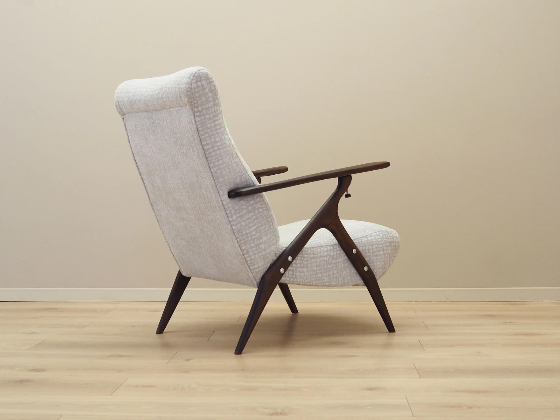 Armchair, grey, brown beech, Italy, 1970s. - 10095