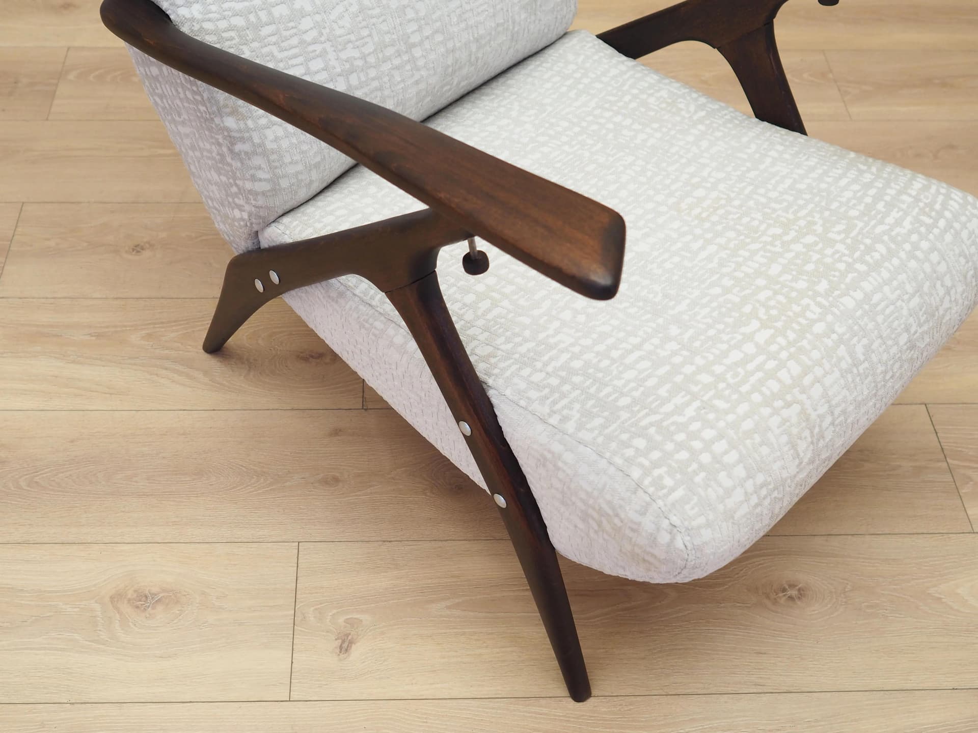 Armchair, grey, brown beech, Italy, 1970s. - 10099