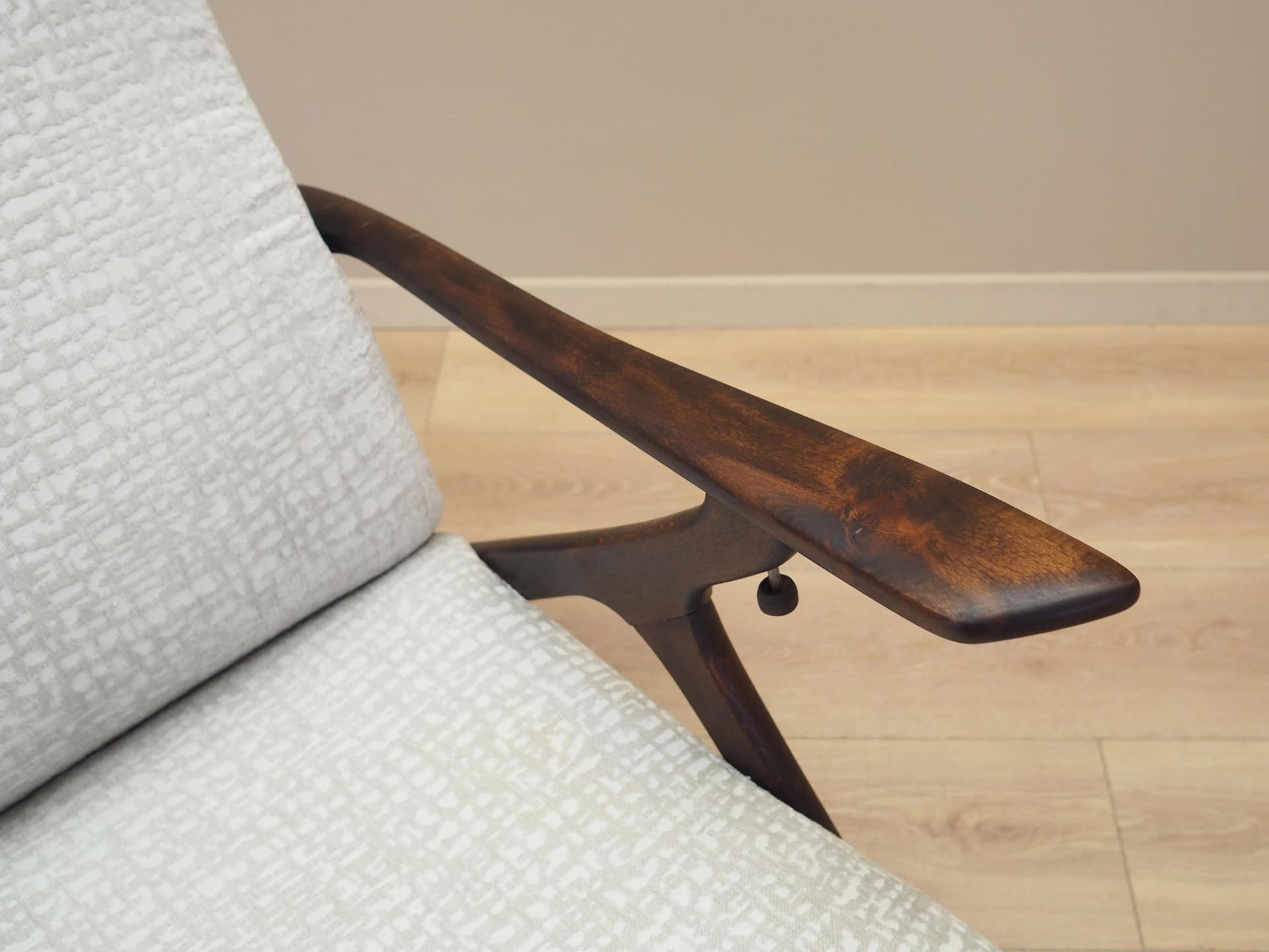 Armchair, grey, brown beech, Italy, 1970s. - 10100