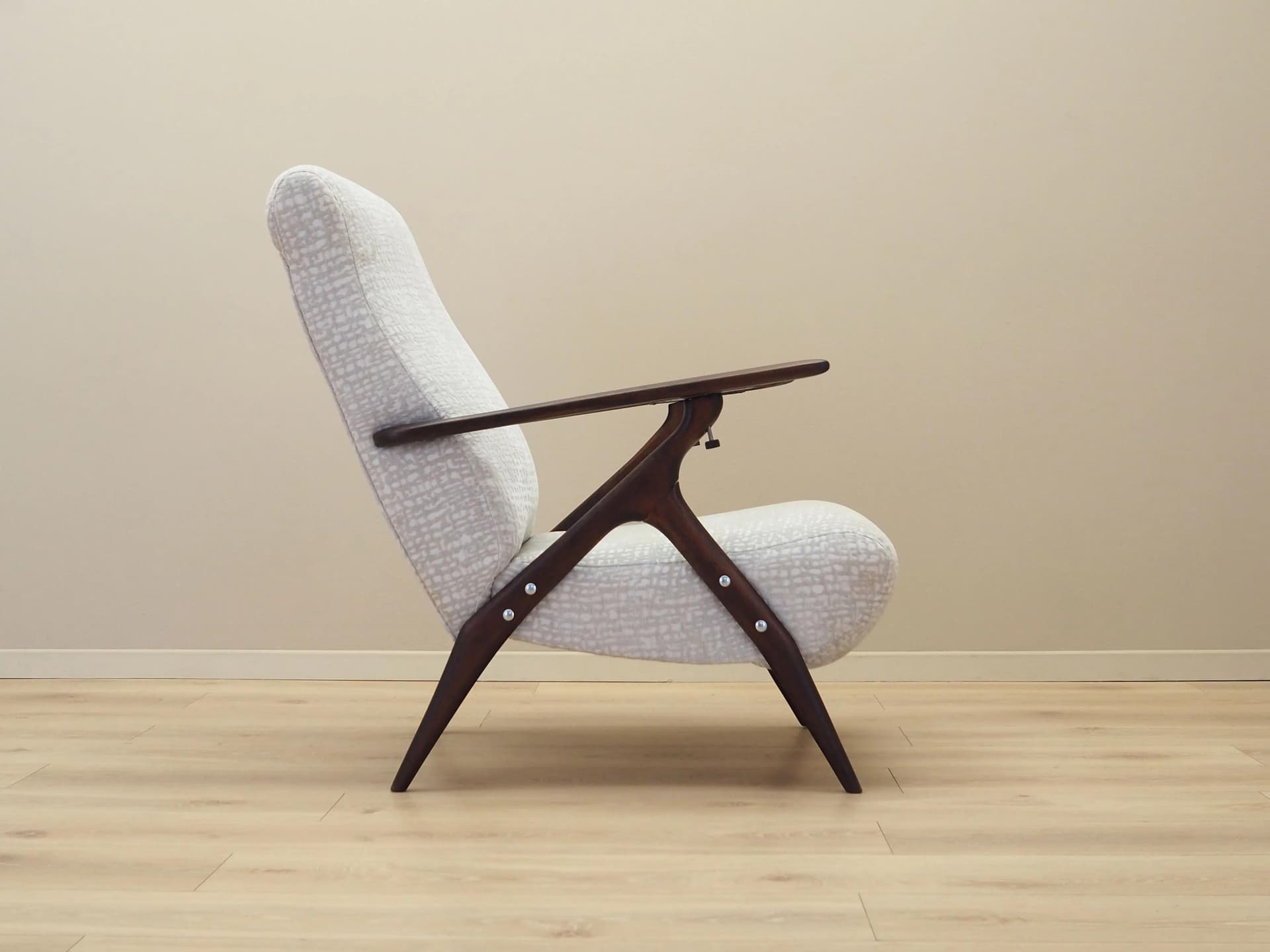 Armchair, grey, brown beech, Italy, 1970s. - 10096