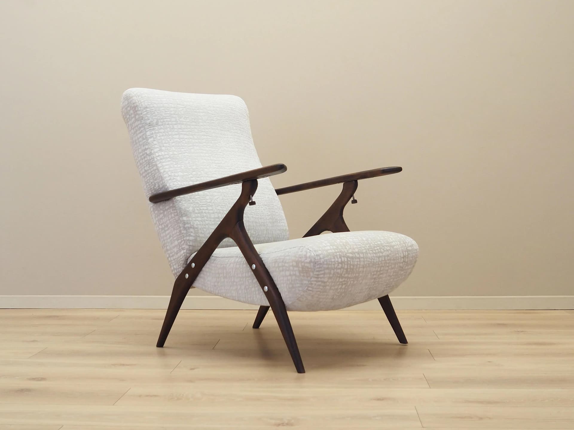 Armchair, grey, brown beech, Italy, 1970s. - 10097