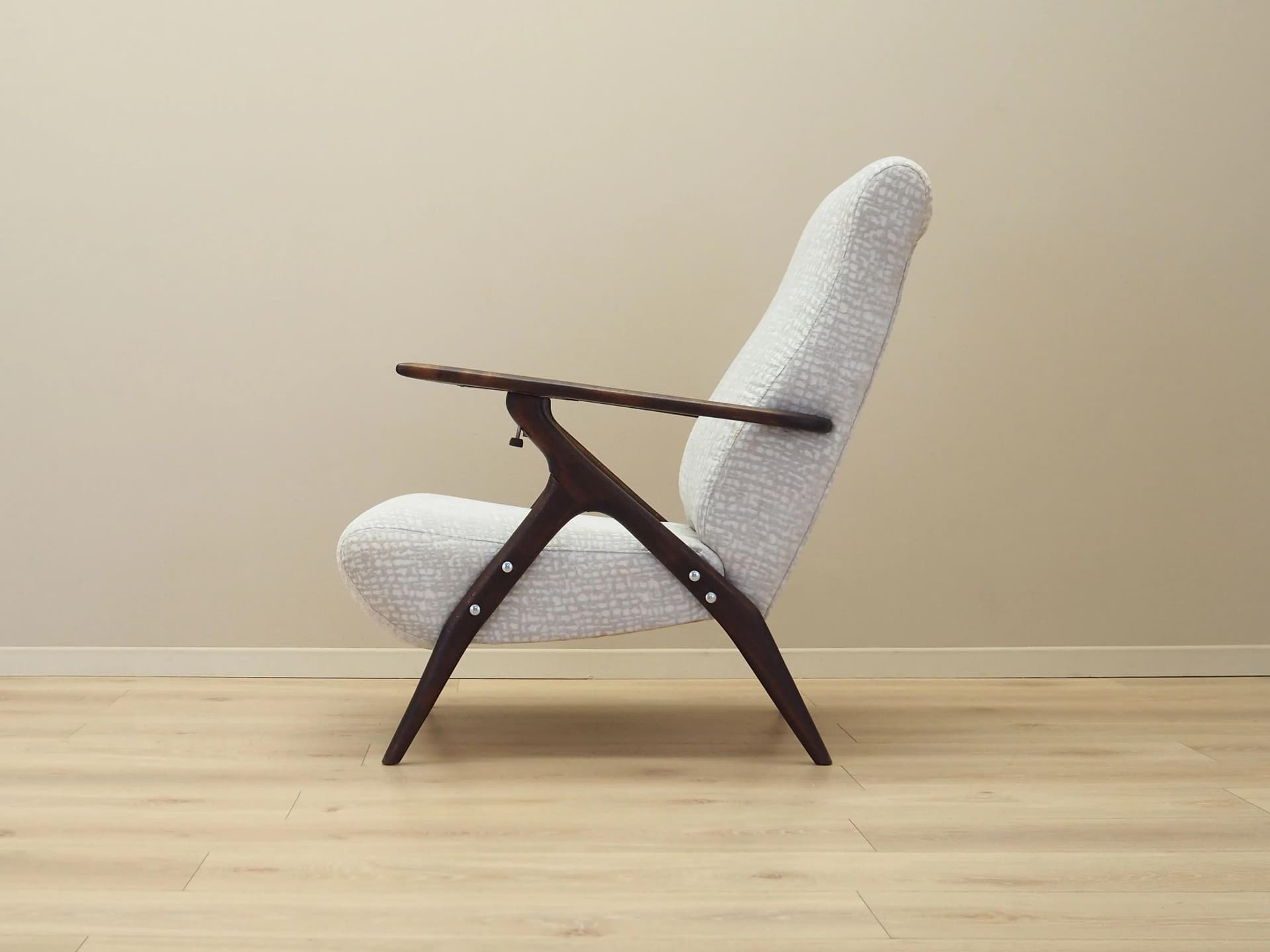 Armchair, grey, brown beech, Italy, 1970s. - 10092