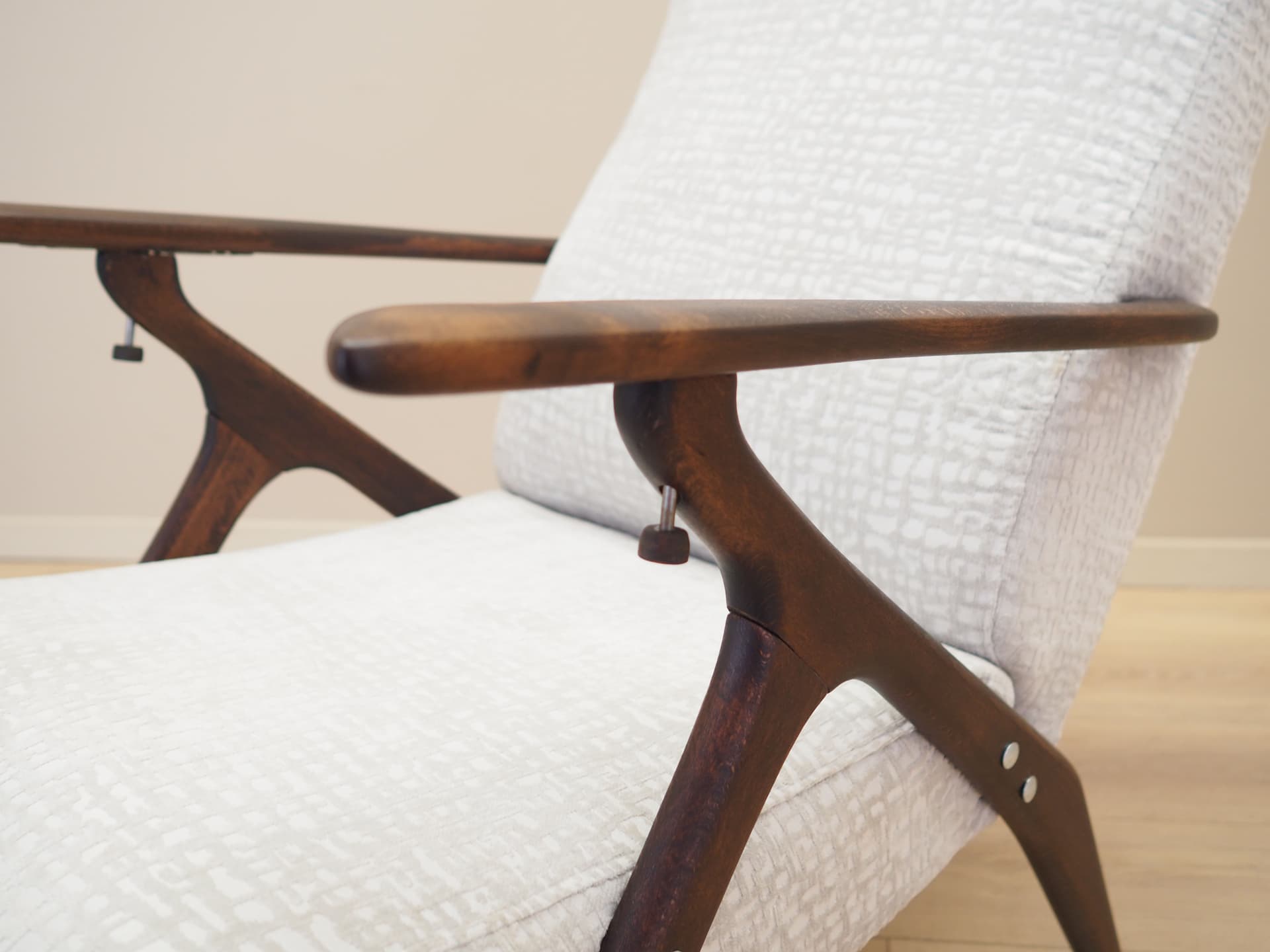 Armchair, grey, brown beech, Italy, 1970s. - 76424