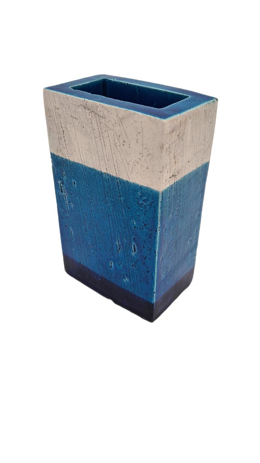 Wazon Rimini Blue, ceramika niebieska, proj. A. Londi, Bitossi, Włochy, lata 60.