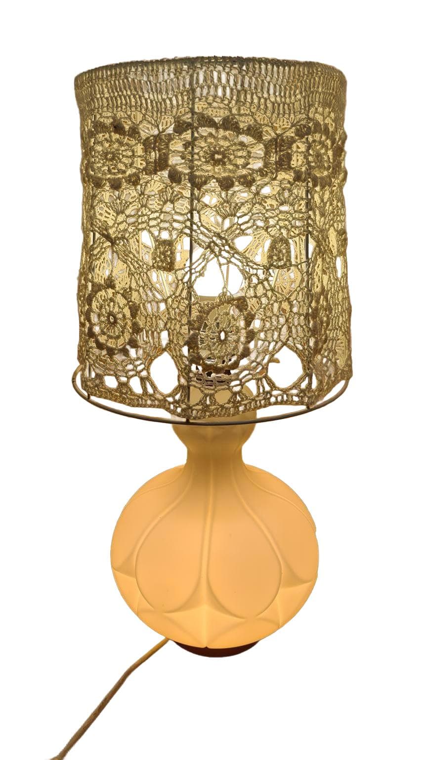 Lampa stołowa, ivory white szkło, Peill & Putzler, Niemcy, lata 60.