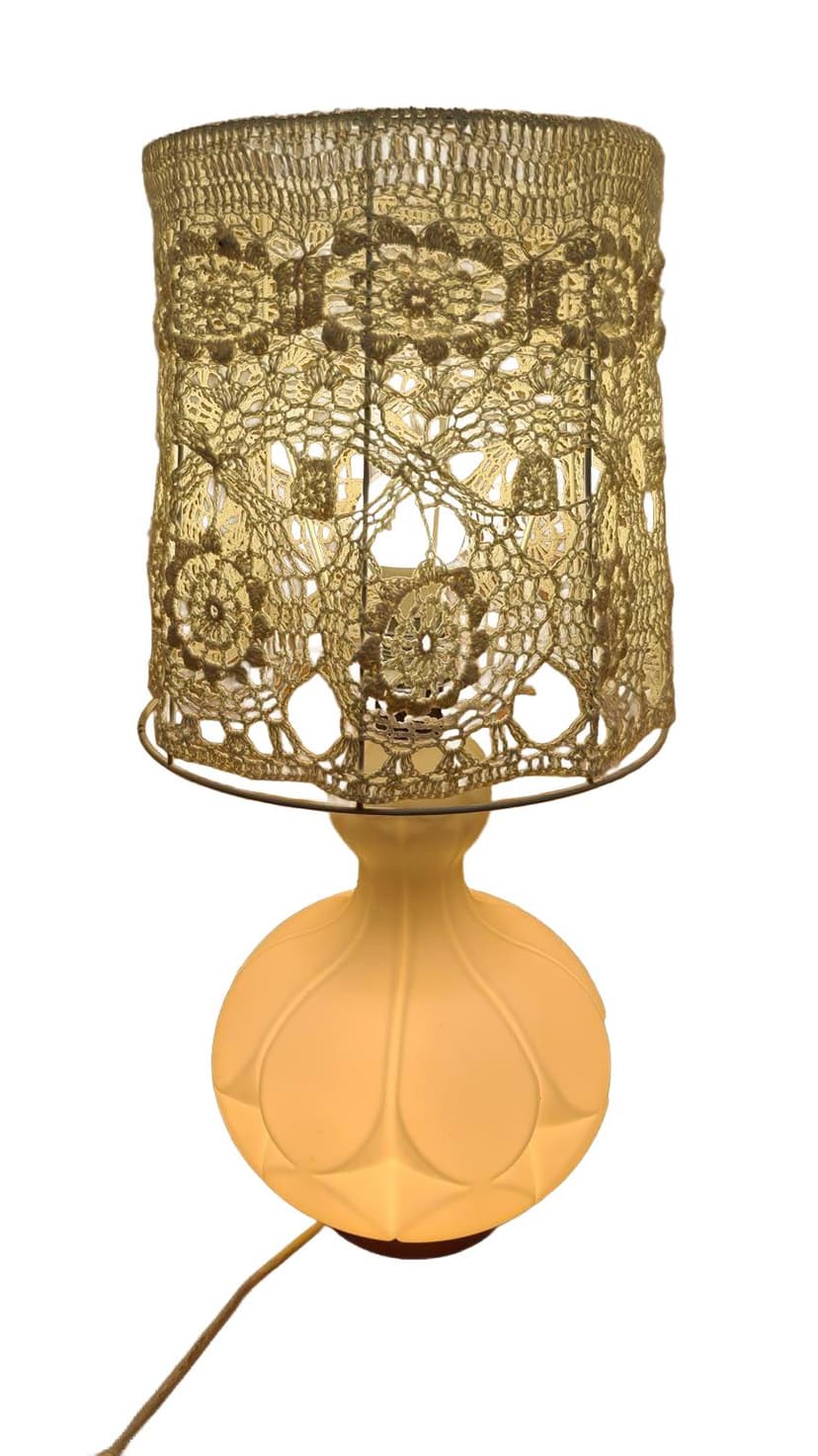 Lampa stołowa, ivory white szkło, Peill & Putzler, Niemcy, lata 60.