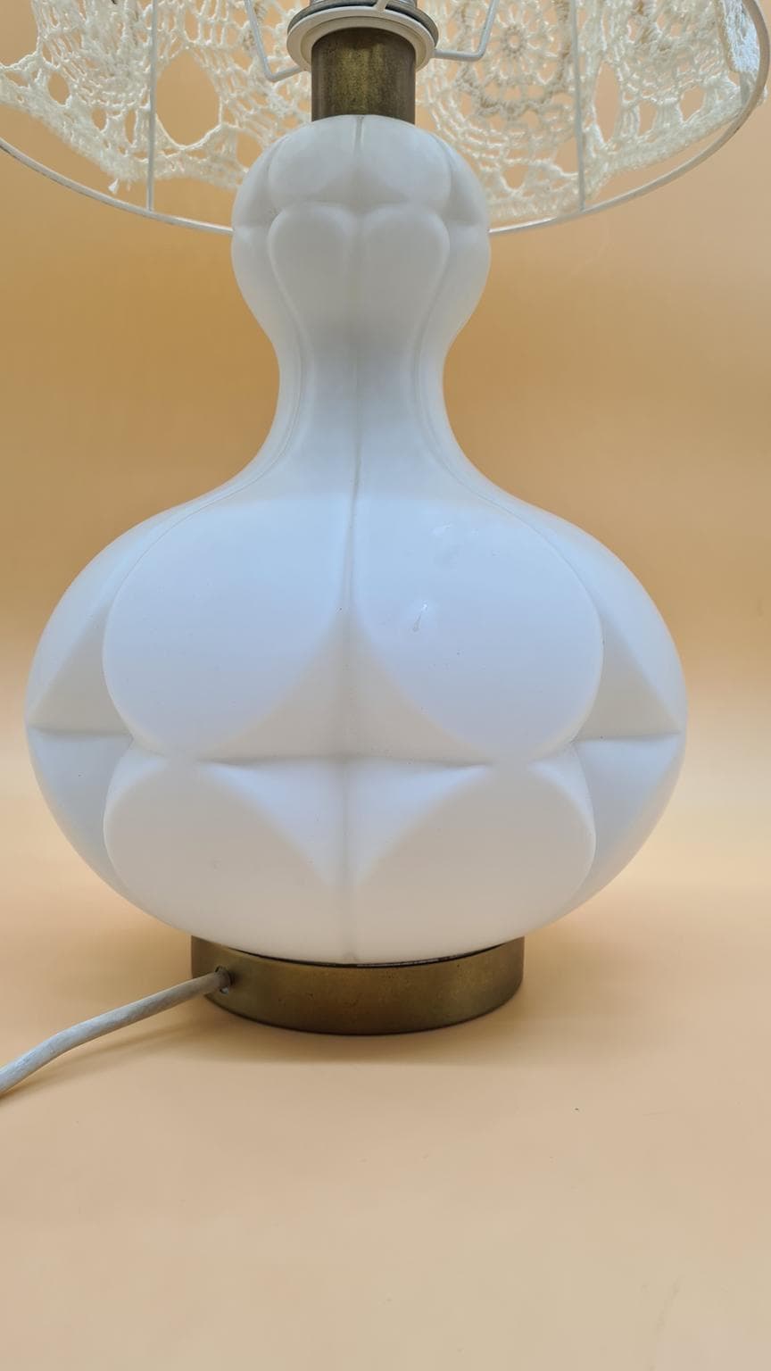 Lampa stołowa, ivory white szkło, Peill & Putzler, Niemcy, lata 60. - 158242