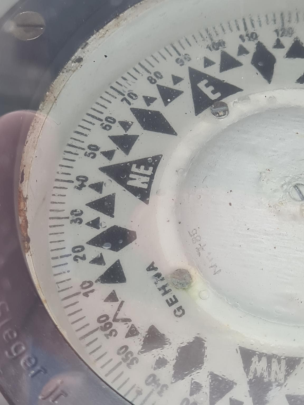 Kompas morski, srebrny, metal szkło, lata 60. - 158277