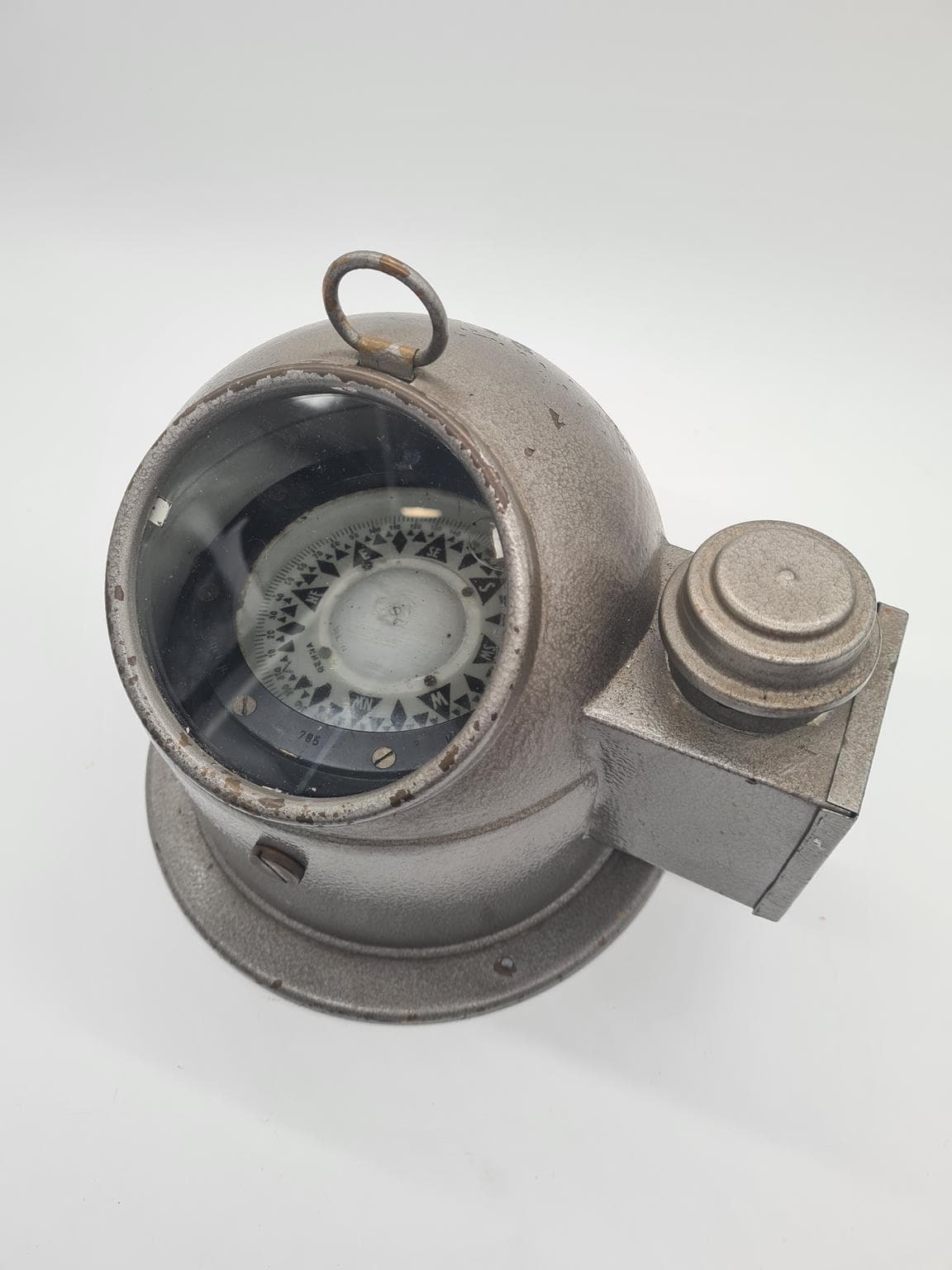 Kompas morski, srebrny, metal szkło, lata 60. - 158272