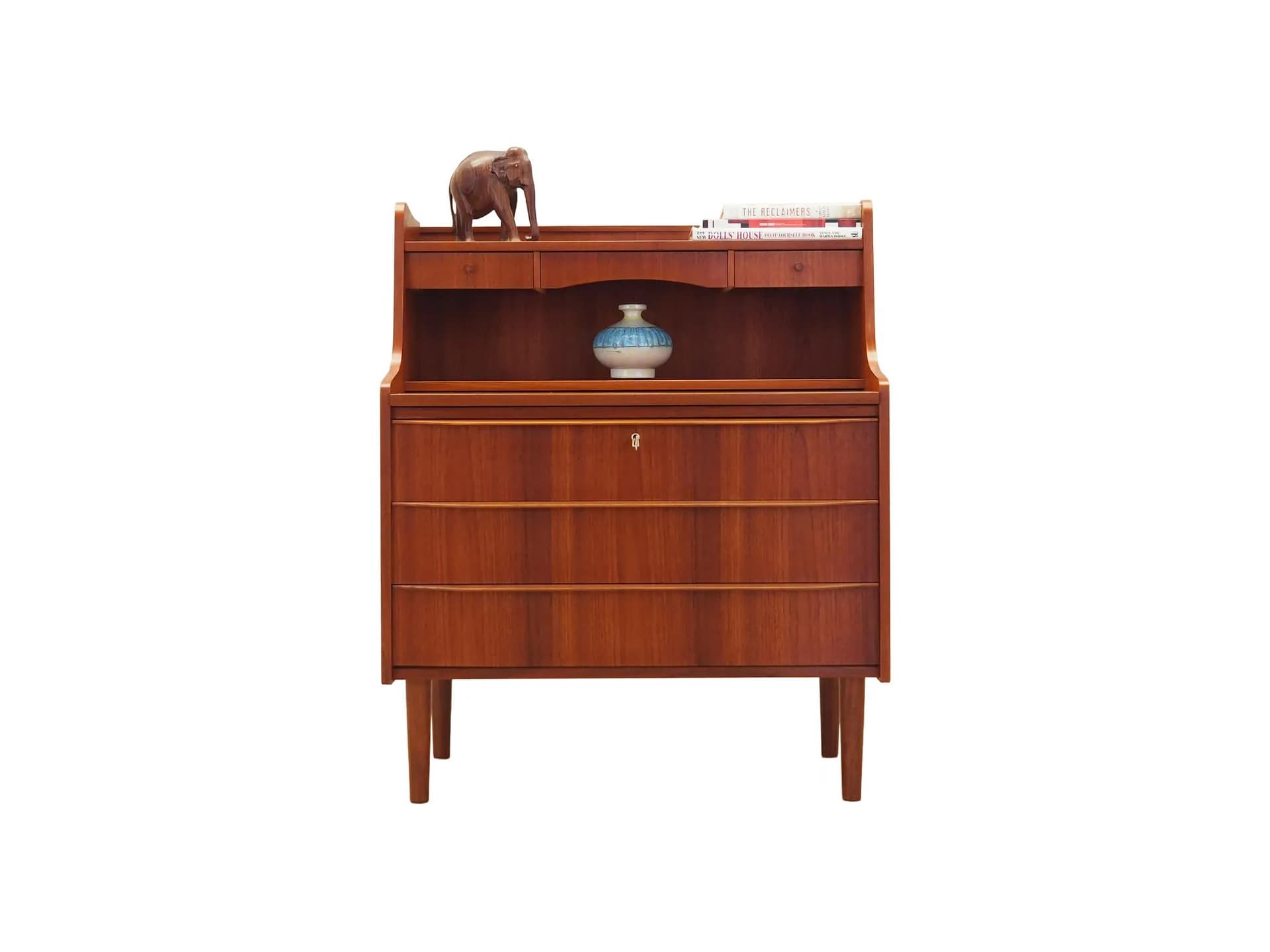 Sekretarzyk, teak brązowy, Dania, lata 70.