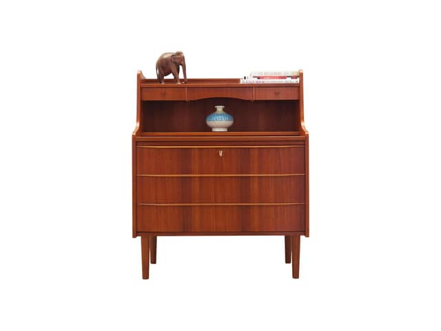 Sekretarzyk, teak brązowy, Dania, lata 70. - WYMIARY