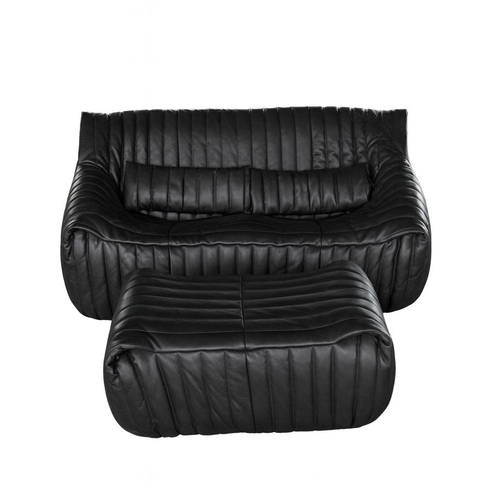 Dwuosobowa sofa z podnóżkiem Sandra, czarna, proj. A. Hiéronimus, Ligne Roset, lata 70.