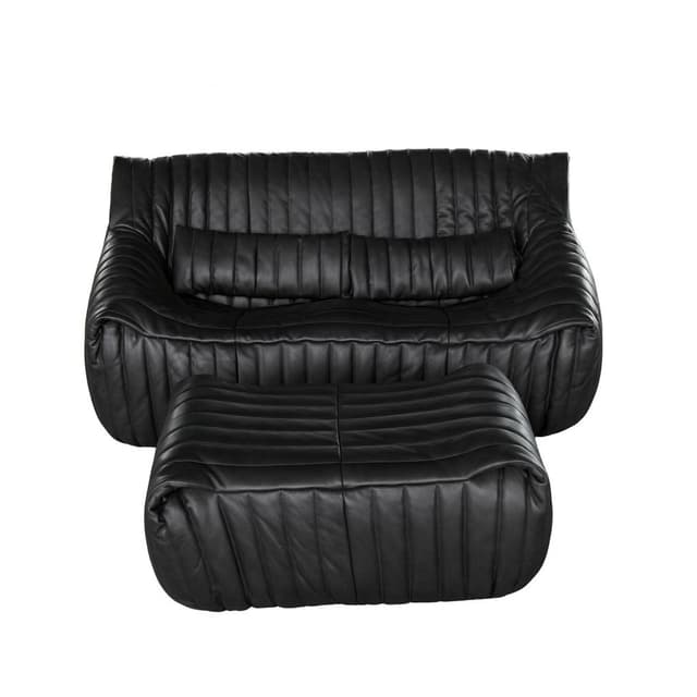 Dwuosobowa sofa z podnóżkiem Sandra, czarna, proj. A. Hiéronimus, Ligne Roset, lata 70. - WYMIARY