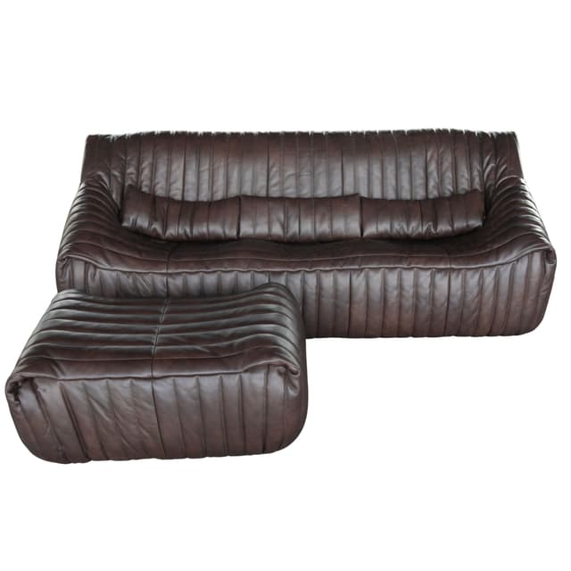 Trzyosobowa sofa z podnóżkiem Sandra, brązowa, proj. A. Hiéronimus, Ligne Roset, lata 70. - WYMIARY