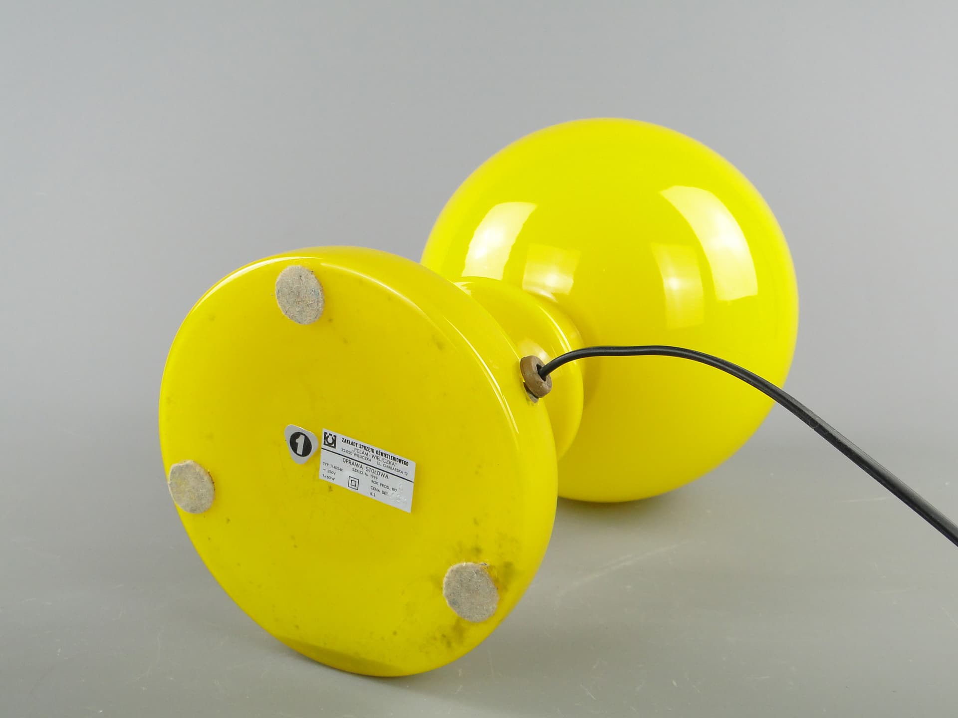Lampa stołowa, żółty, szkło, Zaos, Polska, lata 70. - 158477