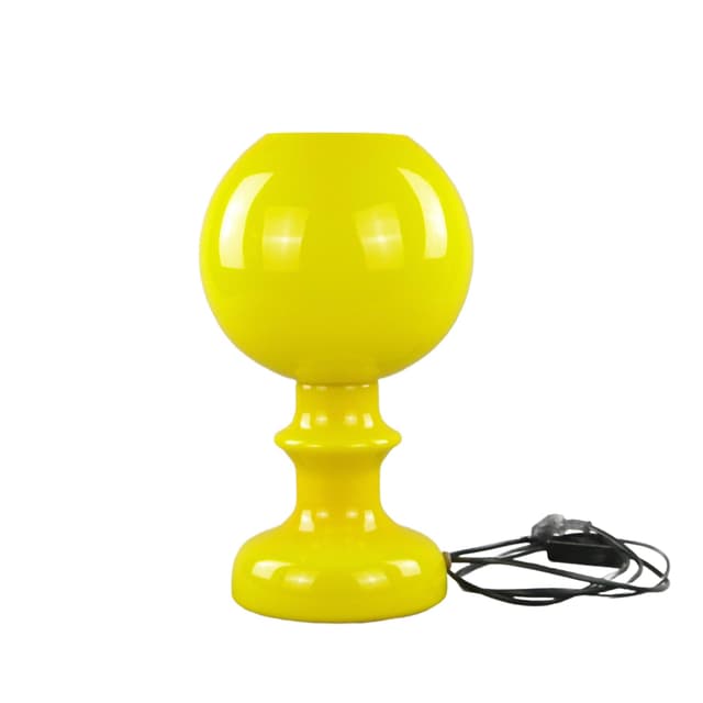Lampa stołowa, żółty, szkło, Zaos, Polska, lata 70. - WYMIARY