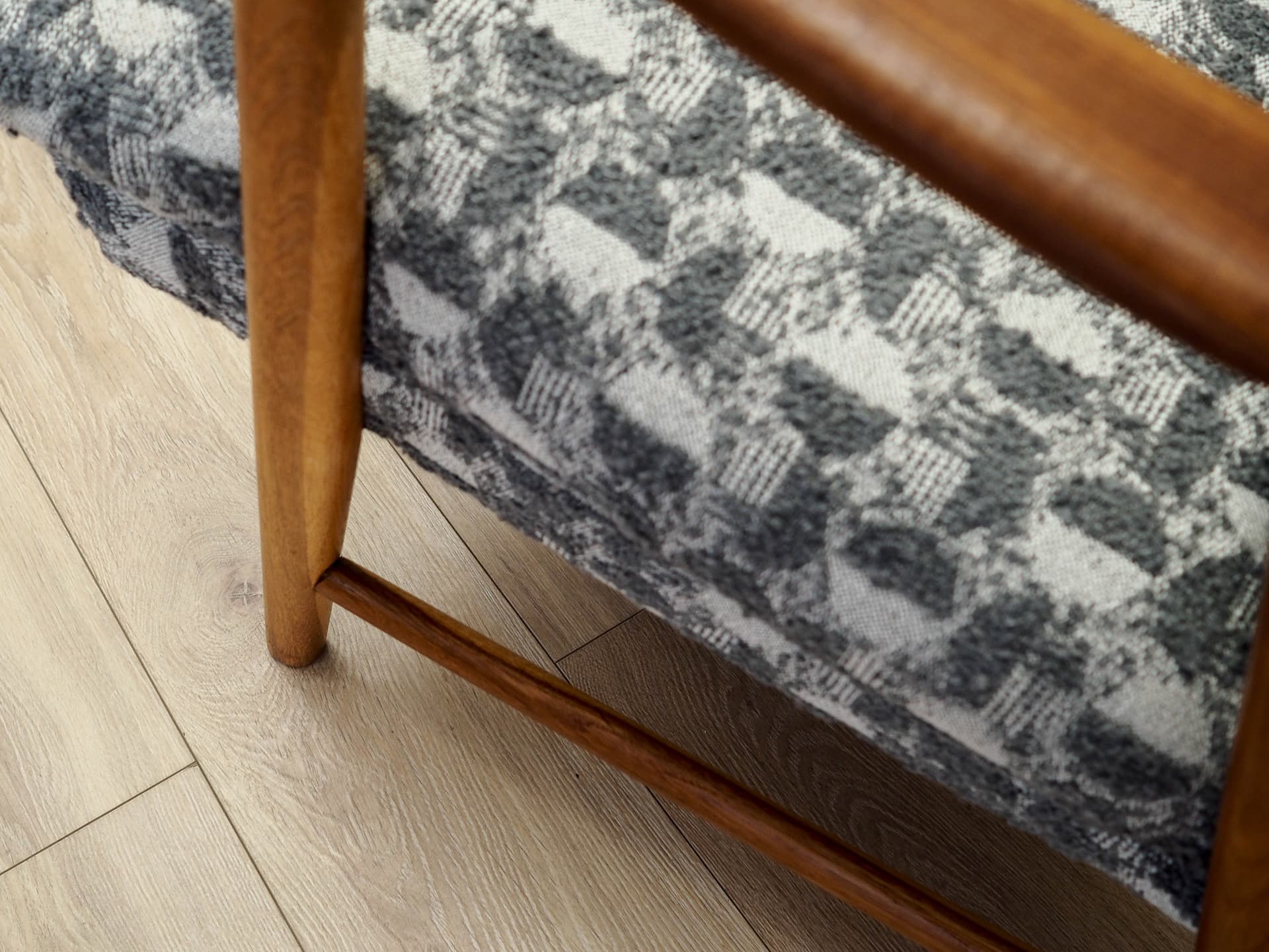 Sofa, szara, wełna, dąb, teak, Dania, lata 70. - 158570