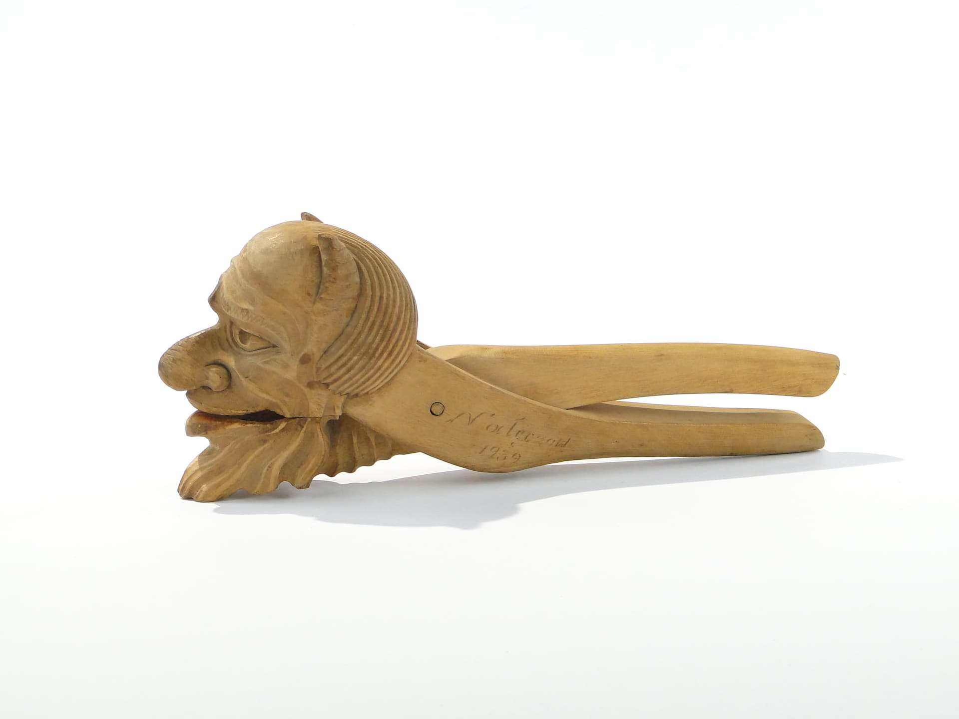 Nutcracker Devil, light brown wood, Poland, 1930s.
