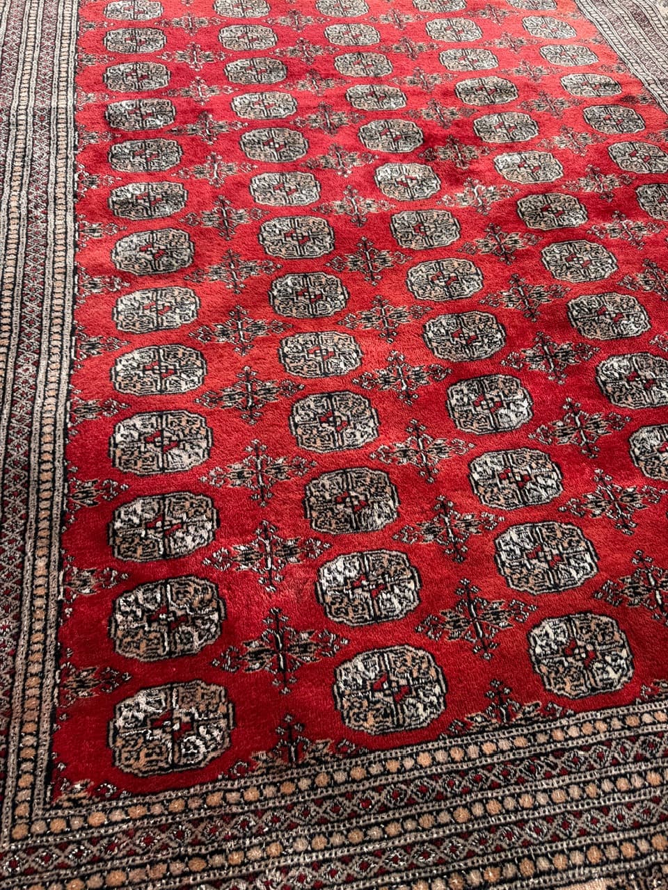 Rug Buchara, red, Kashmiri wool, Pakistan, 1990s. - 158884