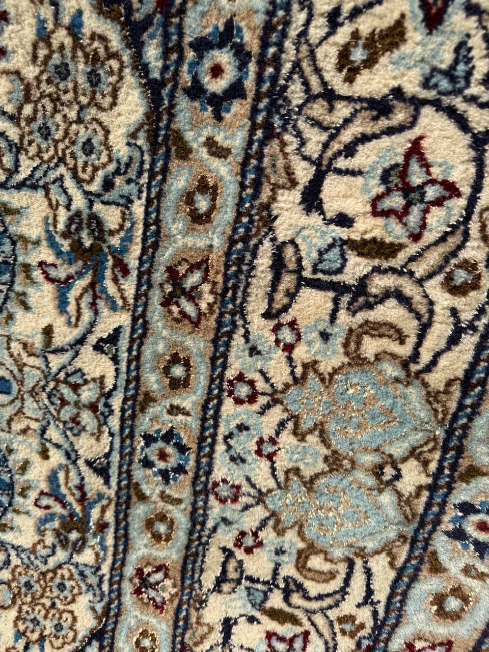 Persian Rug Nain 300x200 cm, ivory wool, silk, Iran - 158895