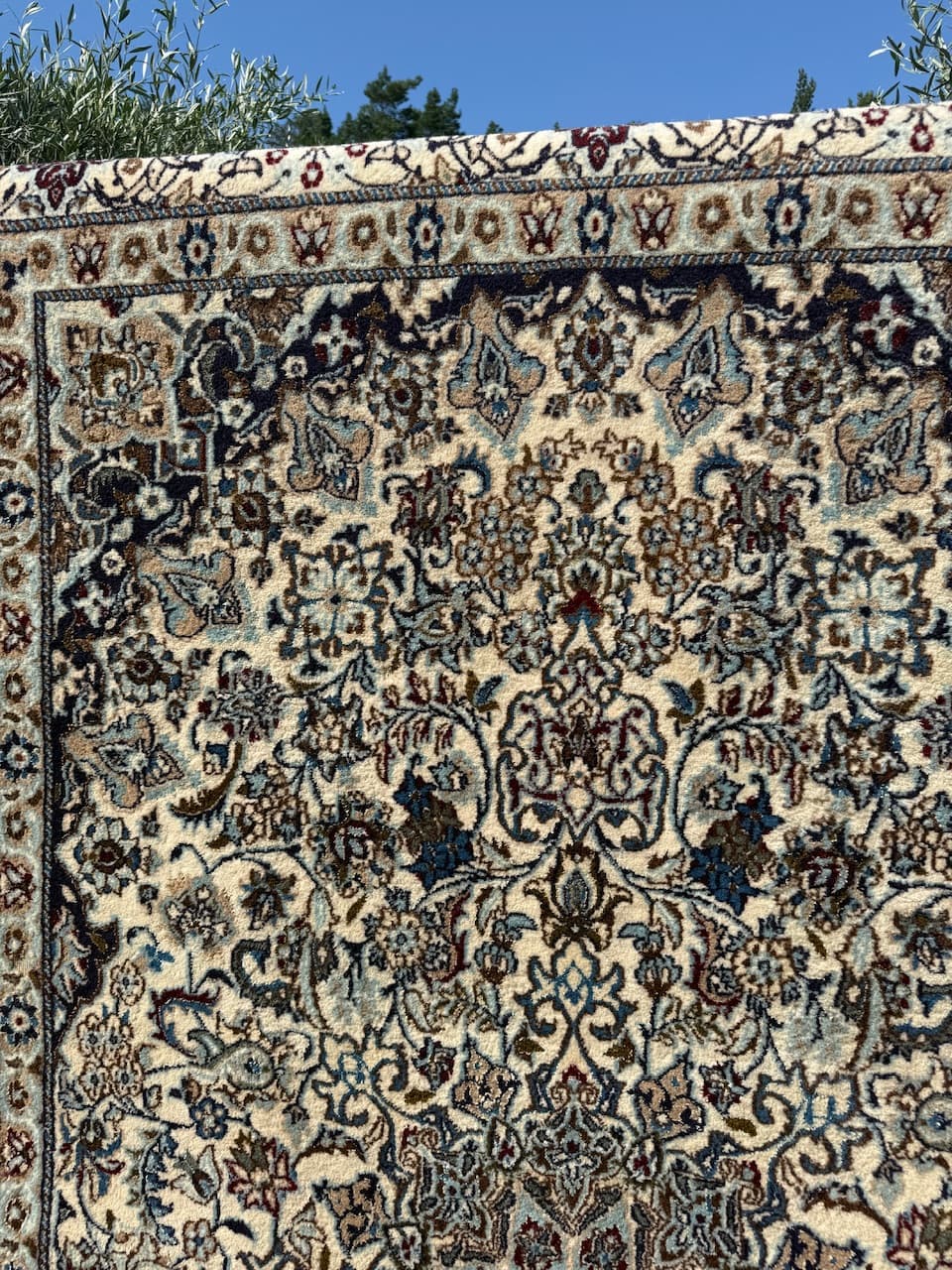 Persian Rug Nain 300x200 cm, ivory wool, silk, Iran - 158887
