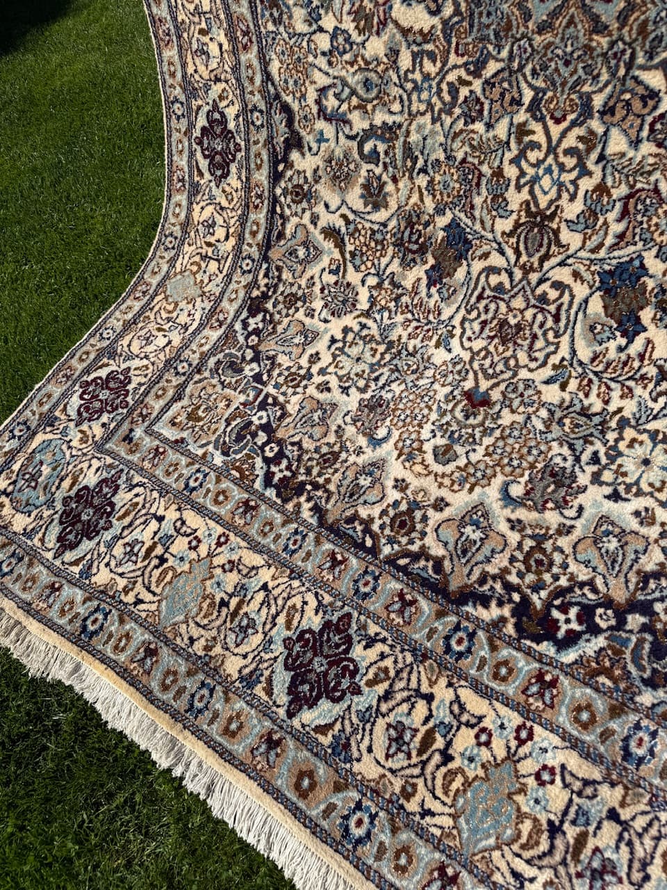Persian Rug Nain 300x200 cm, ivory wool, silk, Iran - 158893