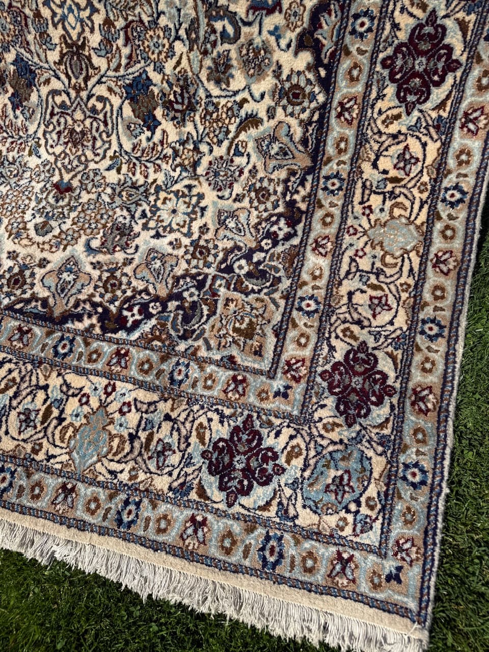 Persian Rug Nain 300x200 cm, ivory wool, silk, Iran - 158888