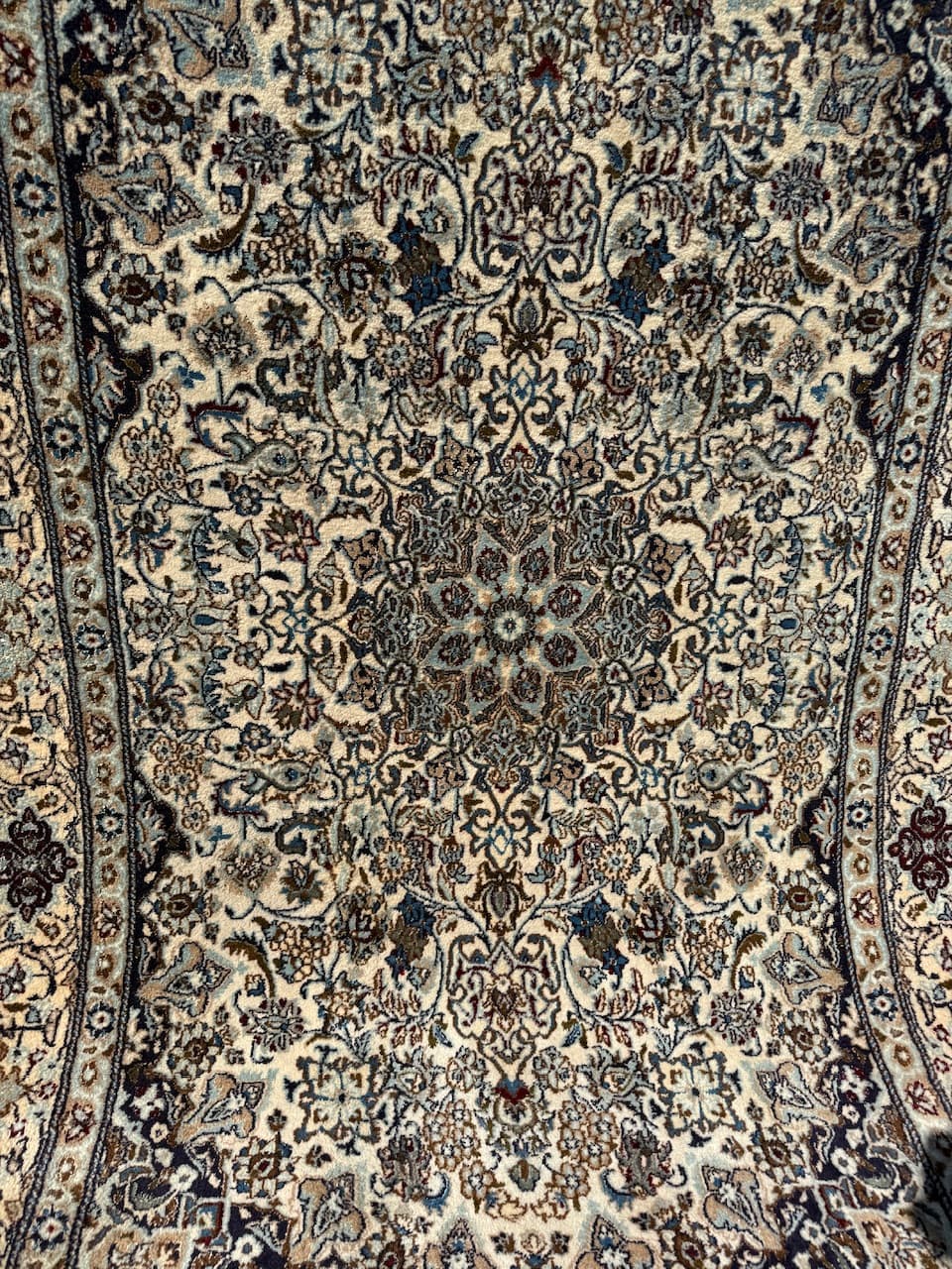 Persian Rug Nain 300x200 cm, ivory wool, silk, Iran - 158889