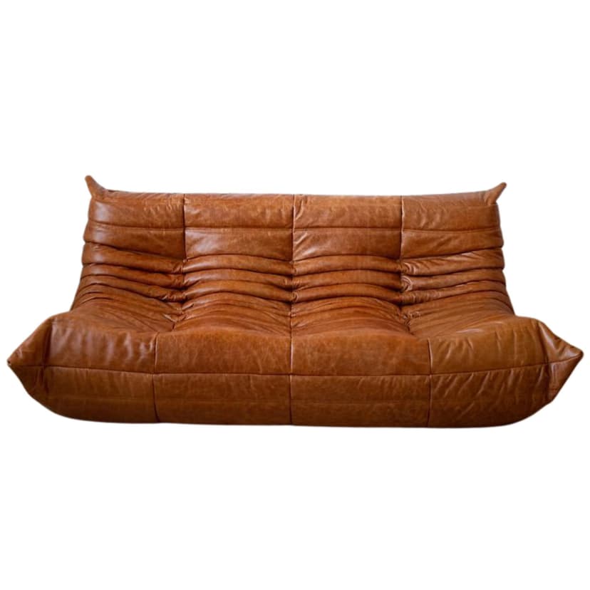 Sofa Togo trzyosobowa, skóra brązowa dubai pine