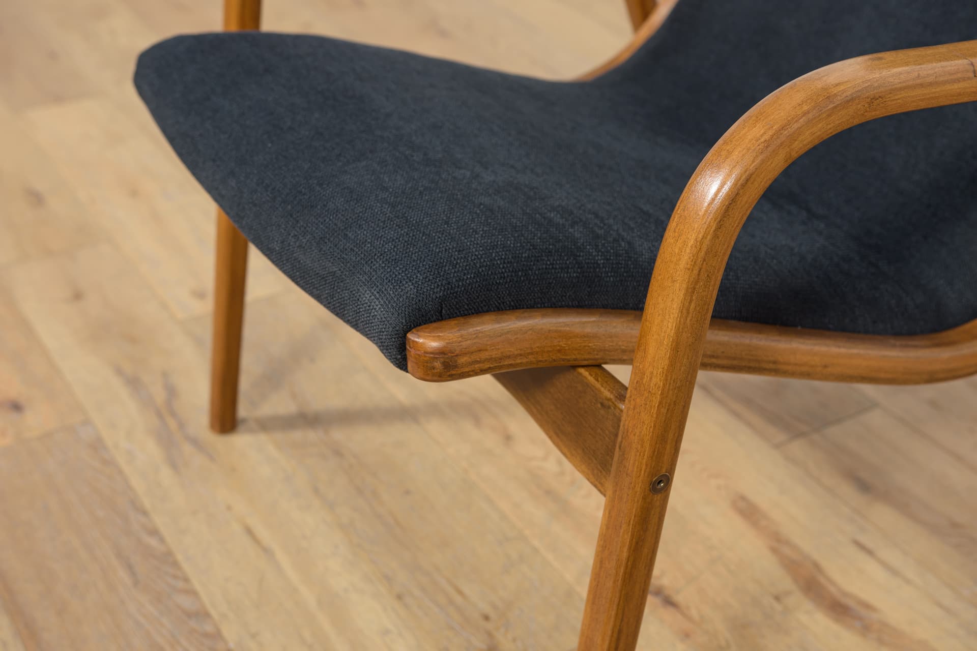 Fotel Lamino, czarny, buk, proj. Y. Ekström, Swedese, Szwecja, lata 60. - 158947