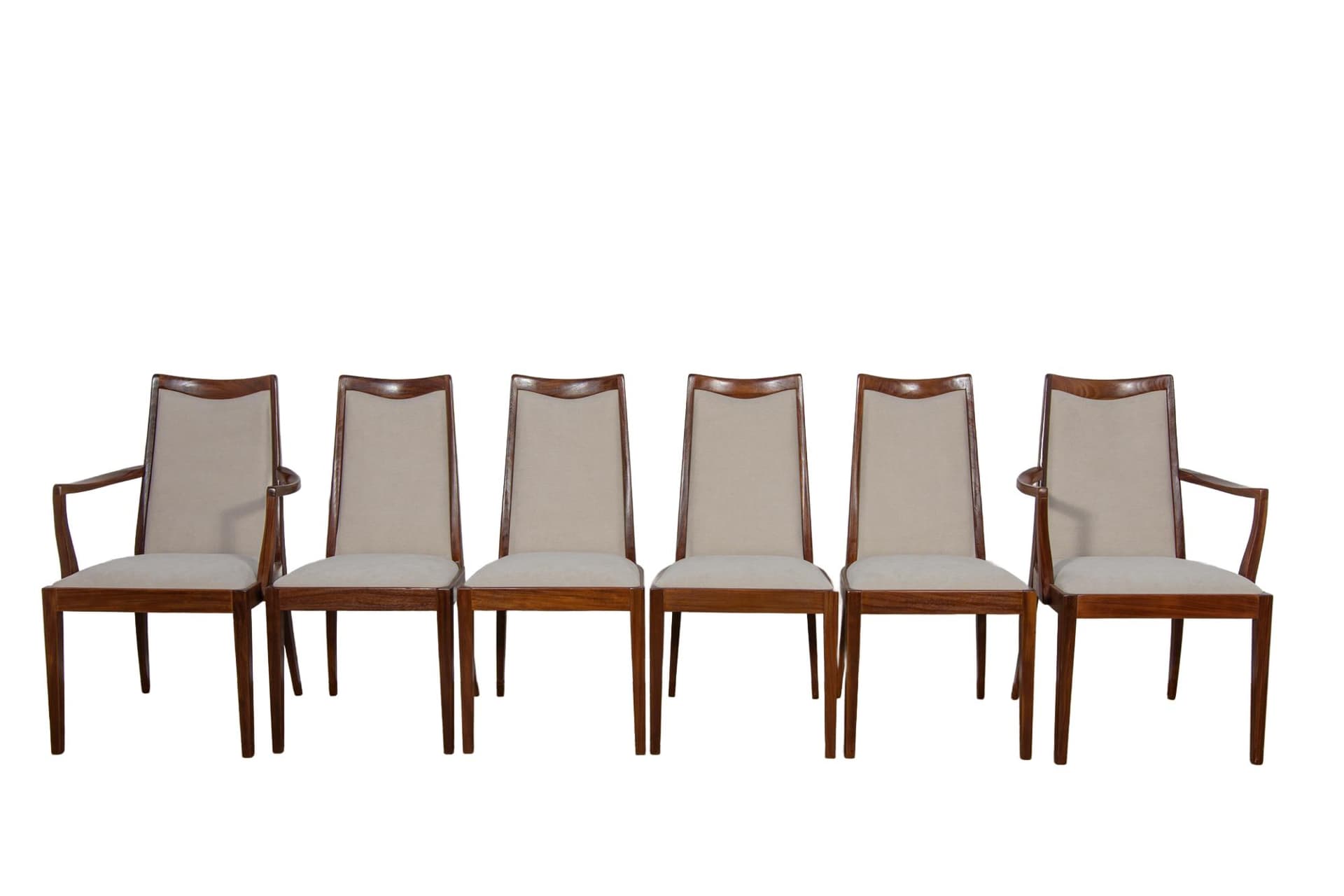 Komplet czterech krzeseł i dwóch foteli, teak kremowy, proj. L. Dandy, G-Plan, Wielka Brytania, lata 60.