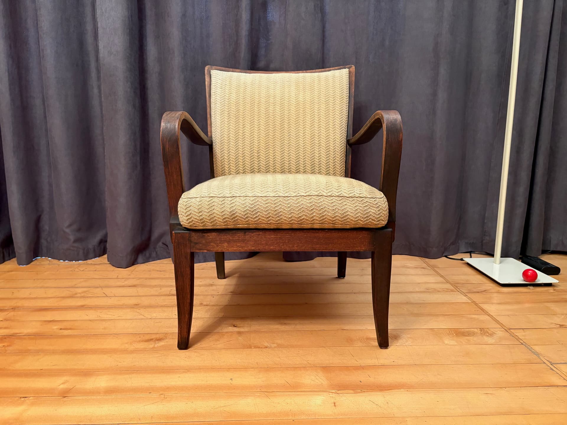 Armchair Knoll Antimott, light brown wood, by W. Knoll, Walter Knoll / Wilhelm Knoll, Germany, 1950s. - 158984