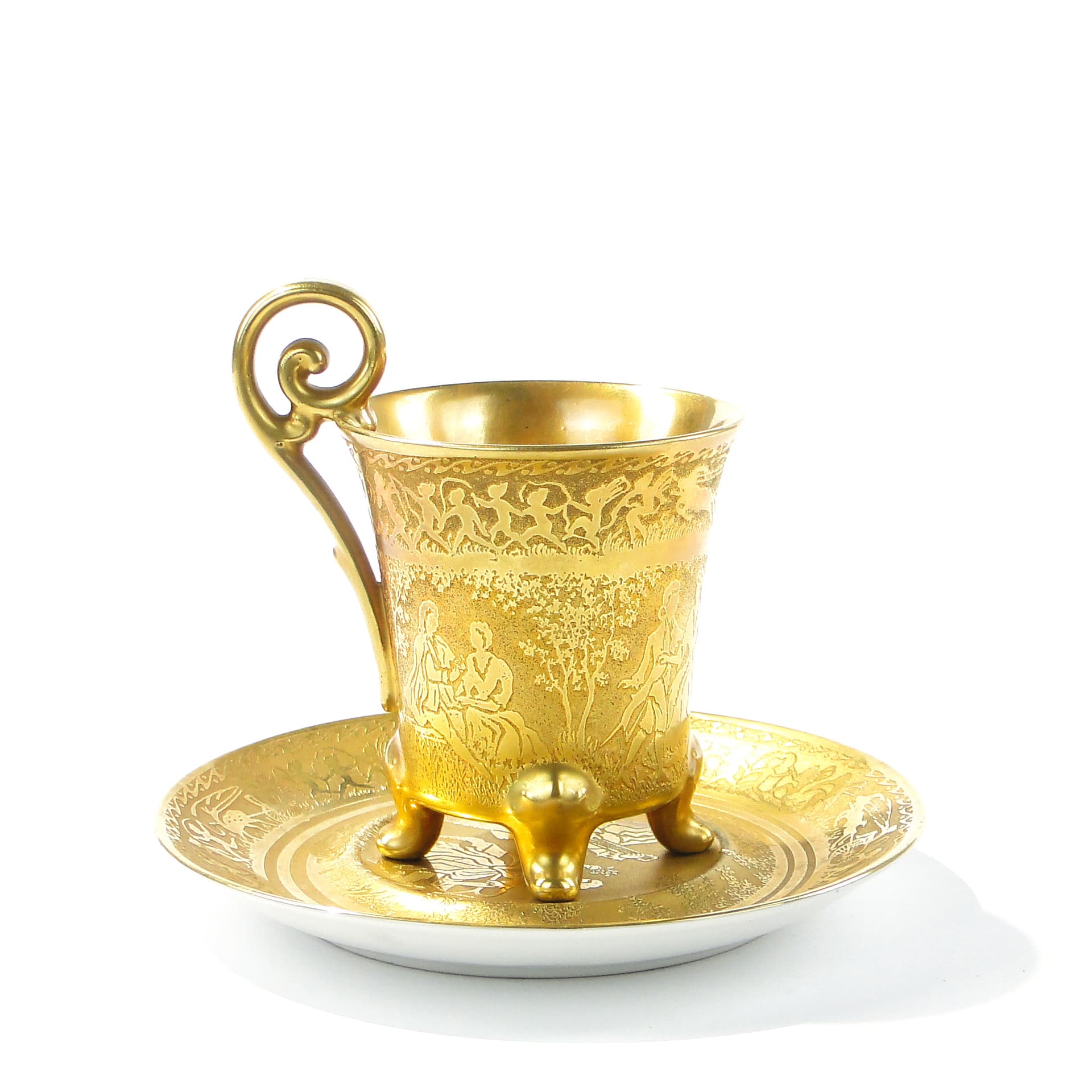 Złota filiżanka do czekolady na 4 nóżkach, D.W. Porzellan Karlsbader Wertarbeit, Niemcy, lata 20. - 159006