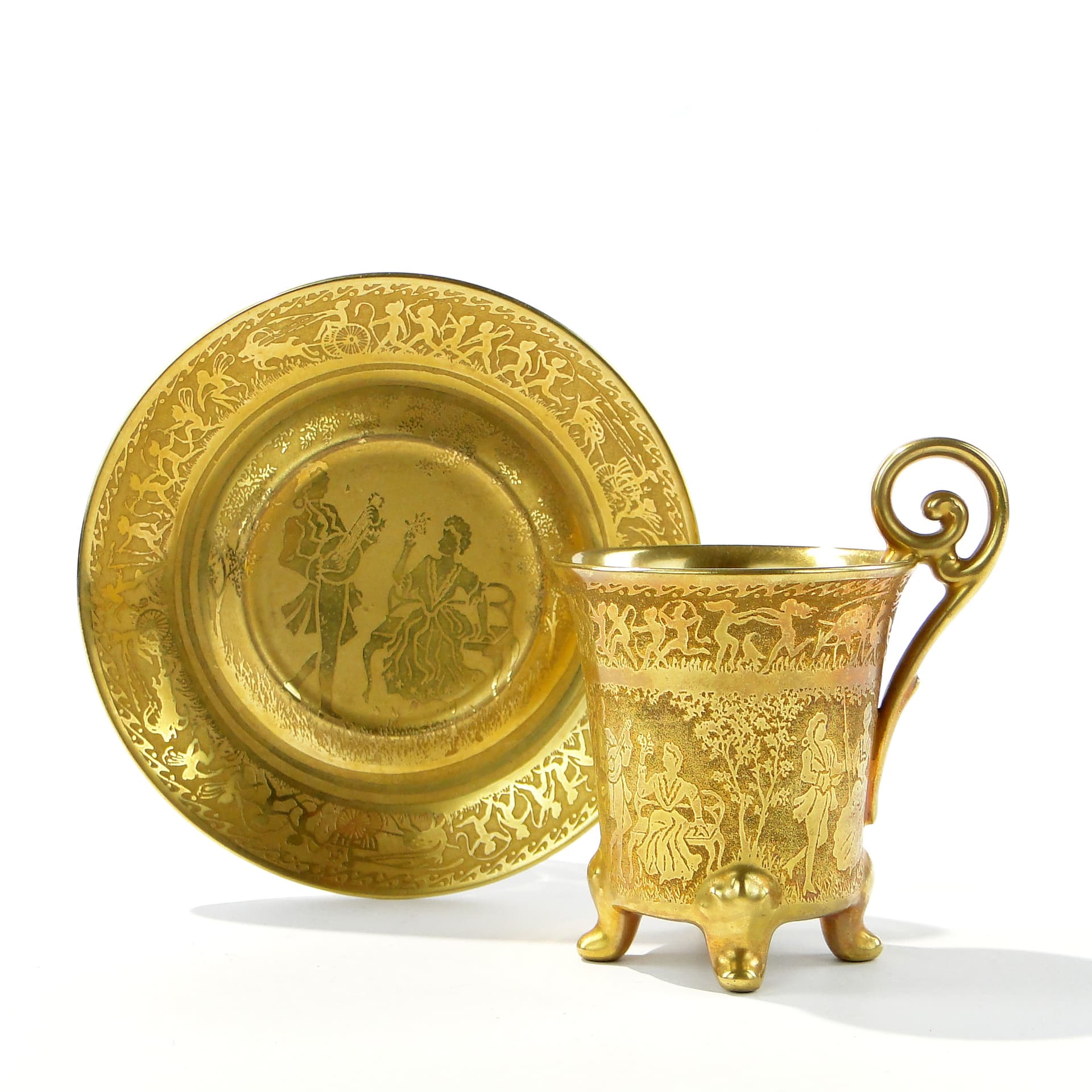 Złota filiżanka do czekolady na 4 nóżkach, D.W. Porzellan Karlsbader Wertarbeit, Niemcy, lata 20. - 159010