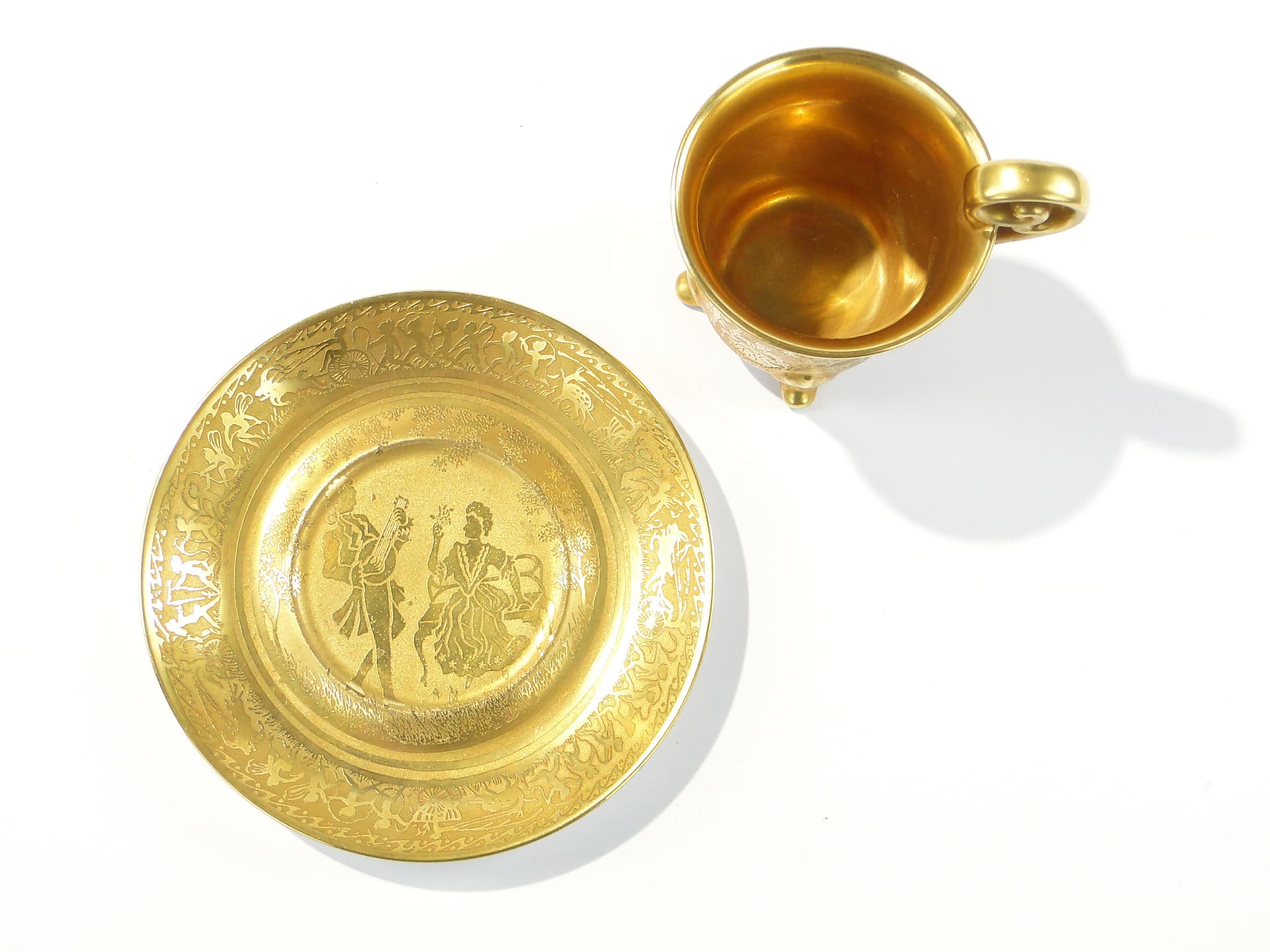 Złota filiżanka do czekolady na 4 nóżkach, D.W. Porzellan Karlsbader Wertarbeit, Niemcy, lata 20. - 159011