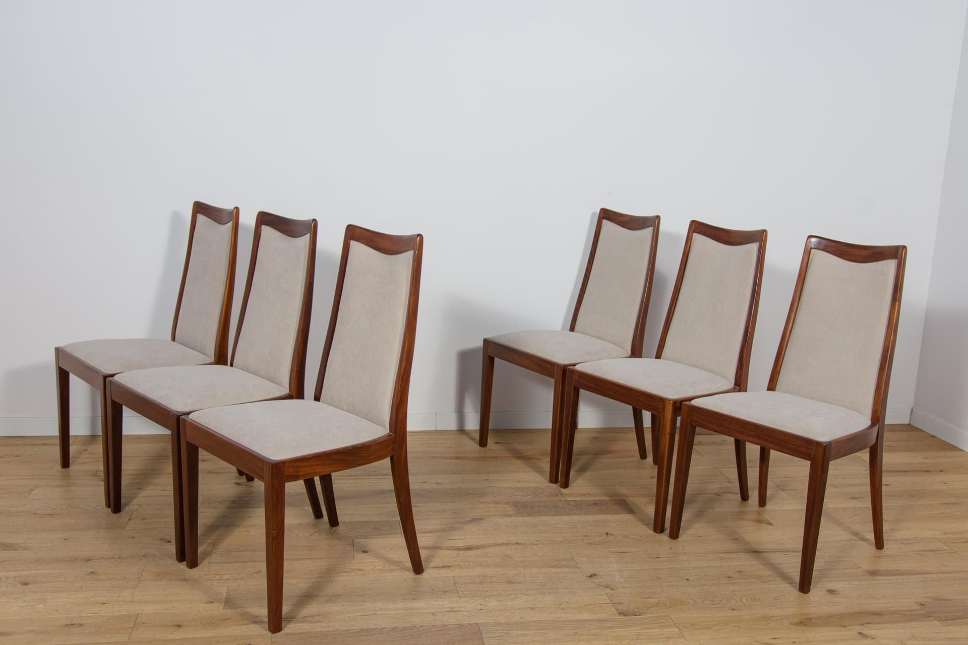 Set of six chairs, beige teak, by L. Dandy, G-Plan, United Kingdom, 1960s. - 159055