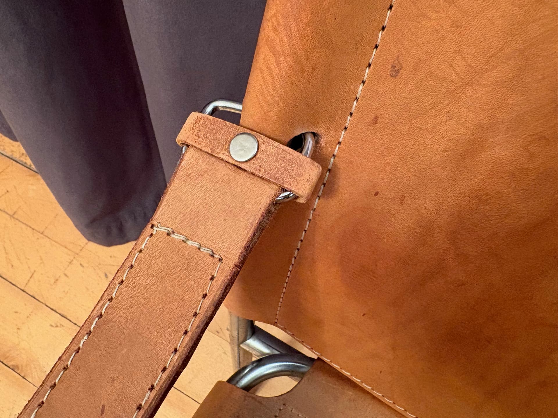 Fotel Amiral, skóra brązowa, stal chromowana, proj. K. Mobring, Ikea, Szwecja, lata 70. - 159157