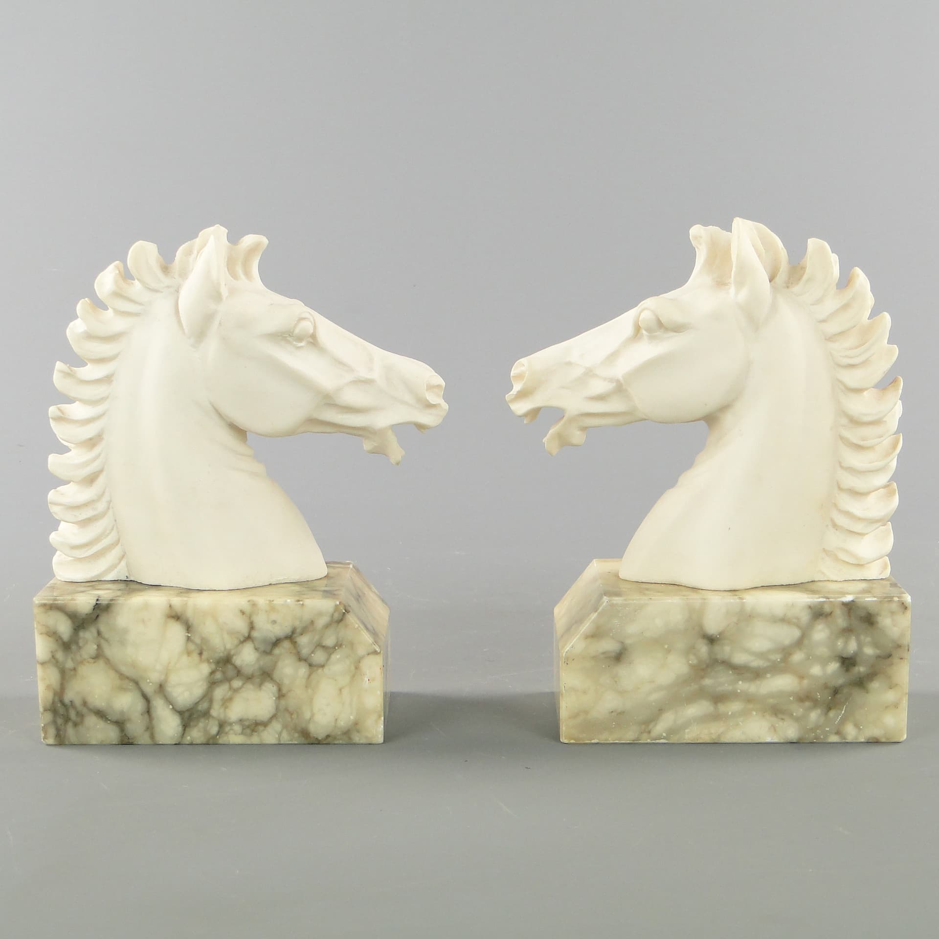 Podpórki do książek Ivory White, marmur, Włochy, lata 50. - 159273