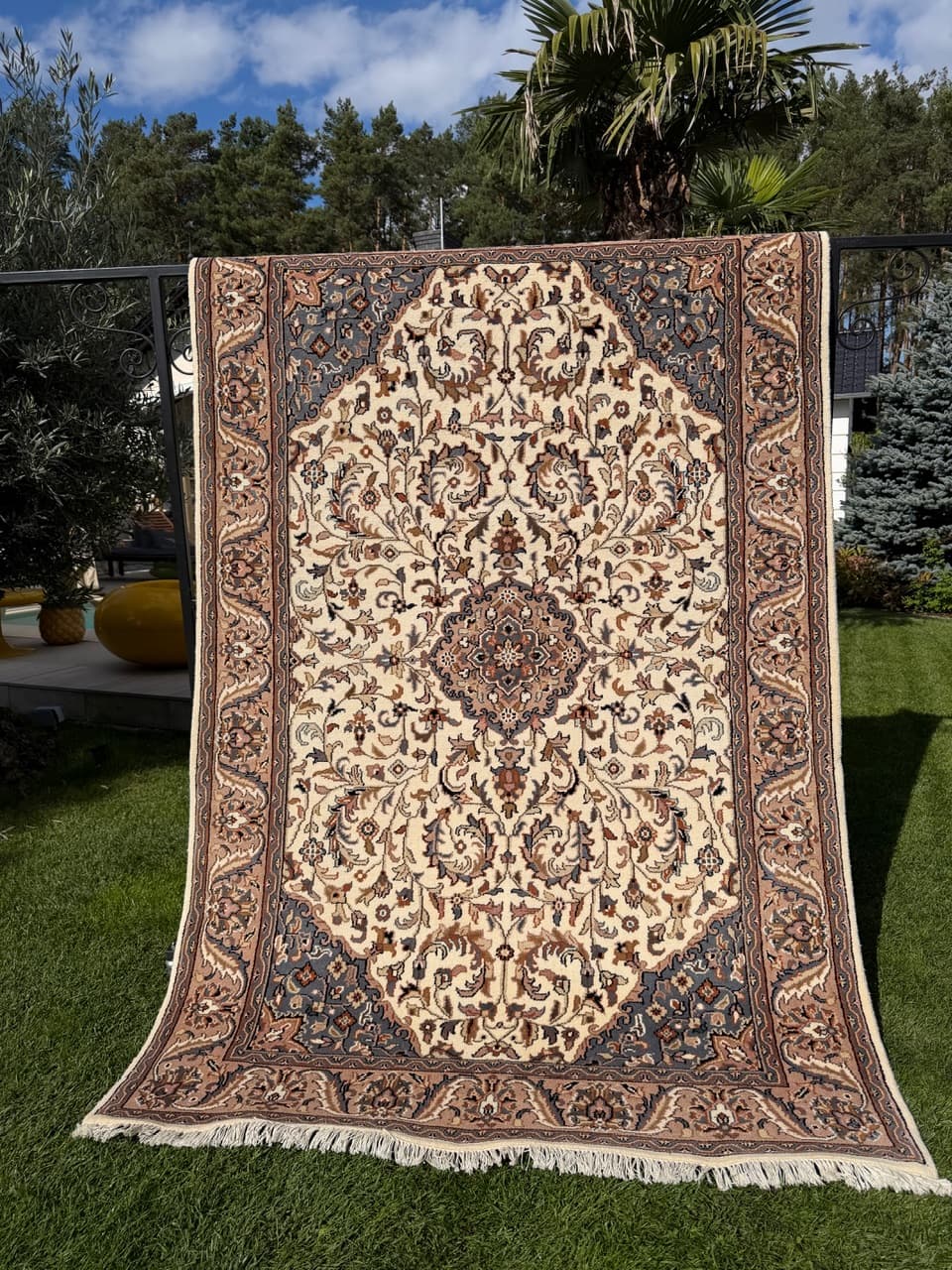 Dywan Indo Keshan, ivory white, wełna, Indie - 159317