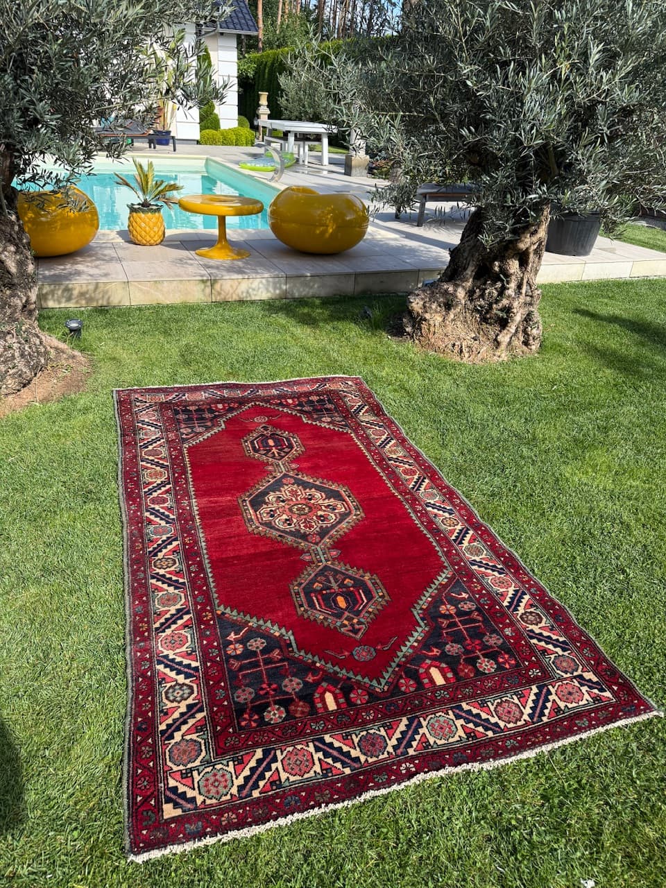 Rug Afshar Hamadan, red, wool, Iran, 1960s. - 159392