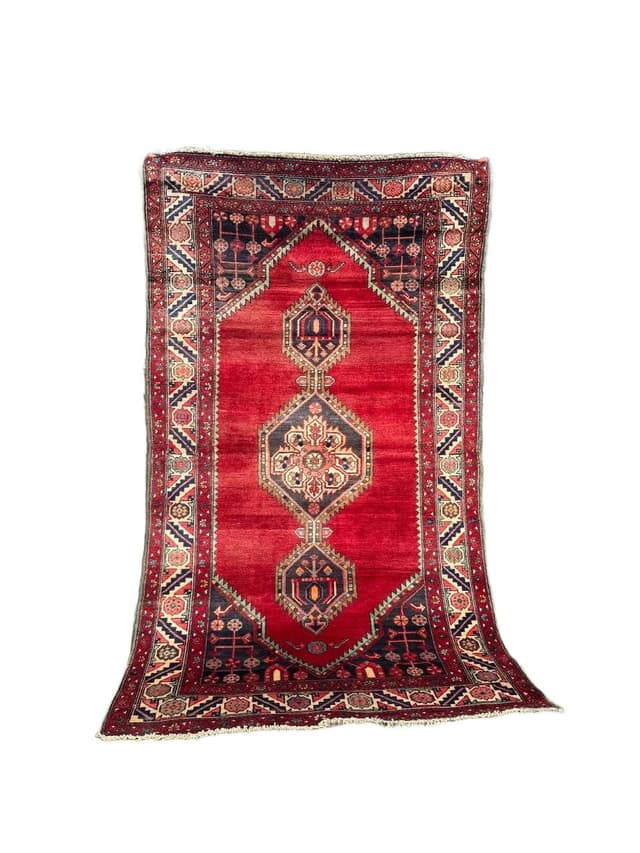 Rug Afshar Hamadan, red, wool, Iran, 1960s. - DIMENSION