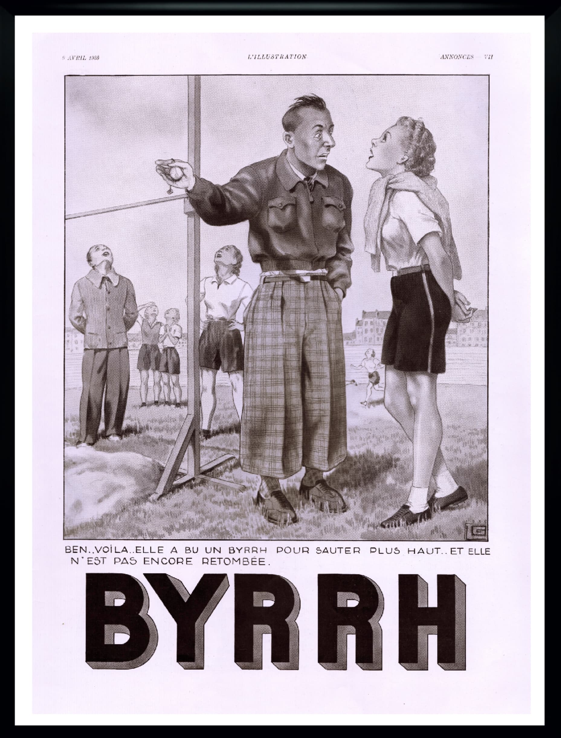 Poster BYRRH, 40x30 cm, black and white, France, 1930s.