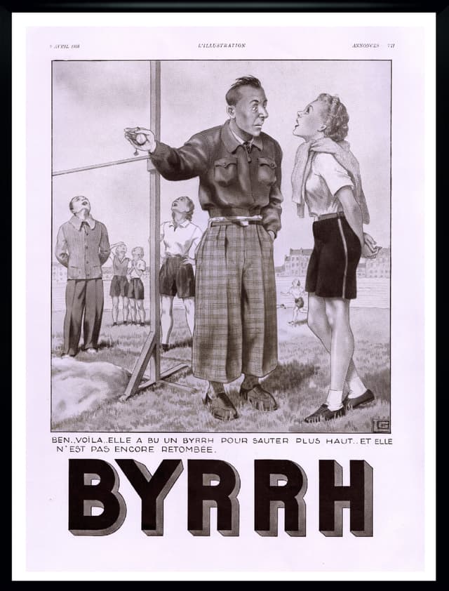 Poster BYRRH, 40x30 cm, black and white, France, 1930s. - DIMENSION