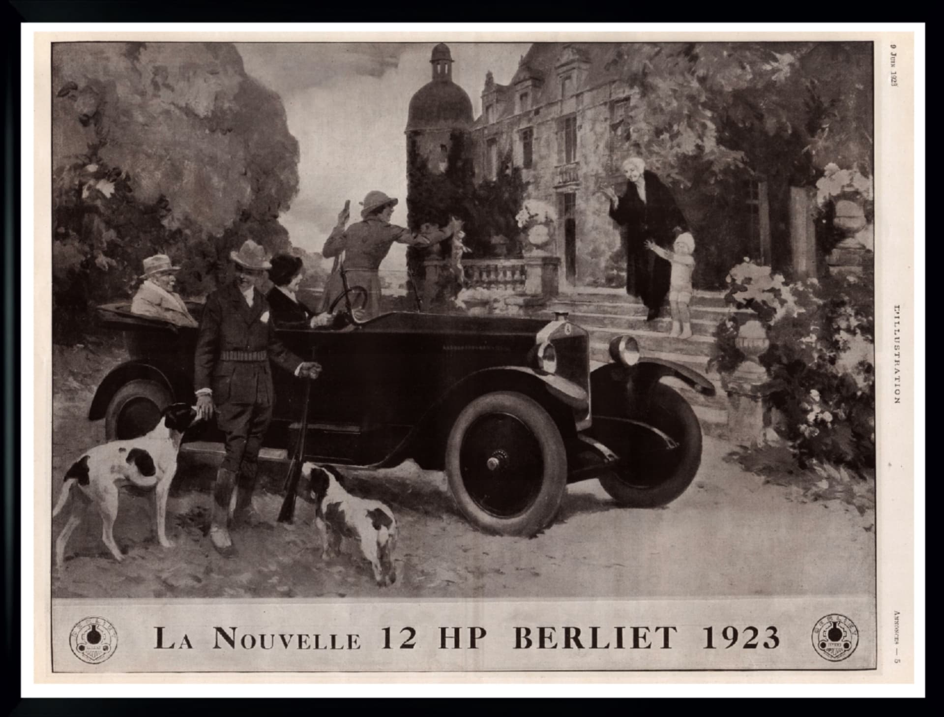 Plakat reklamowy Berliet, art déco, 40x30 cm, papier brązowy jasny, Francja, lata 20.