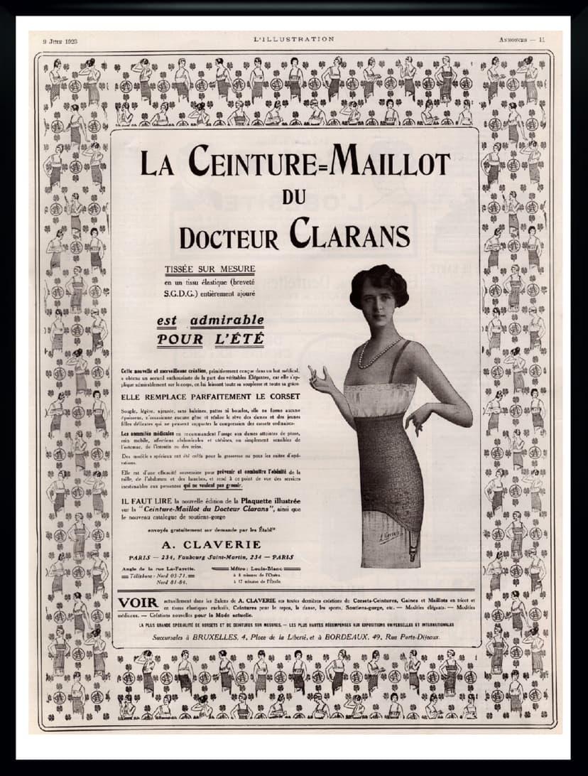 Plakat reklamowy Clarans, art déco, czarny, Francja, lata 20.