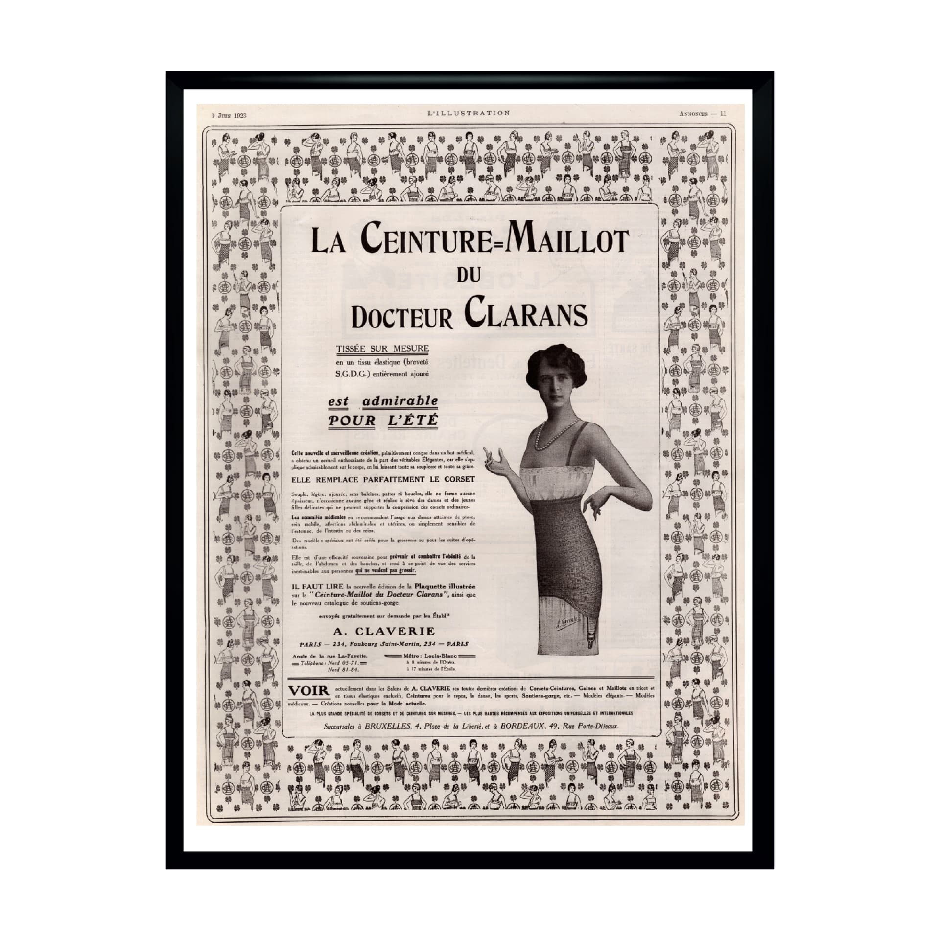 Plakat reklamowy Clarans, art déco, czarny, Francja, lata 20. - 159405