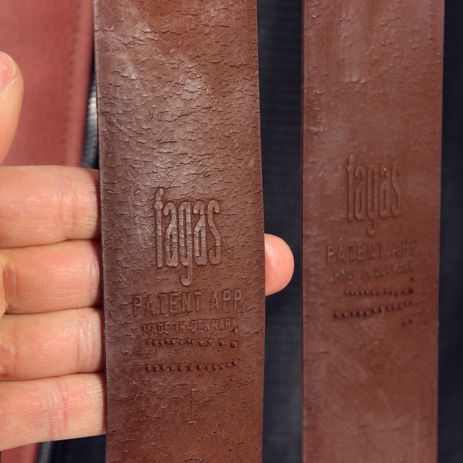 Armchair, modernist, pink natural leather, walnut, J.M. Birking & Co., Denmark, 1970s. - 159454